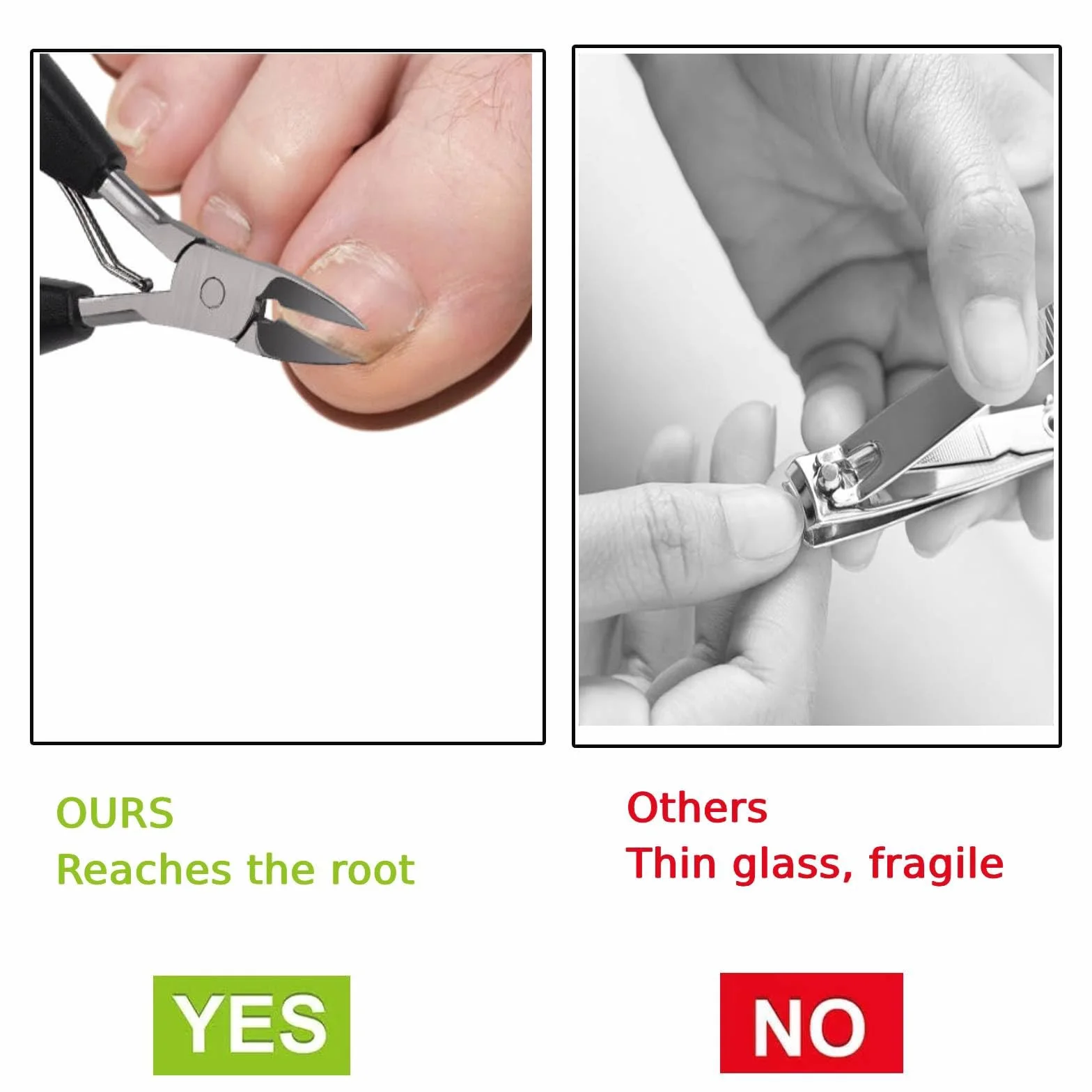 Pince à Ongles Acier Inoxydable Coupe-Ongles Professionnel Lame Courbée Anti-Dérapante