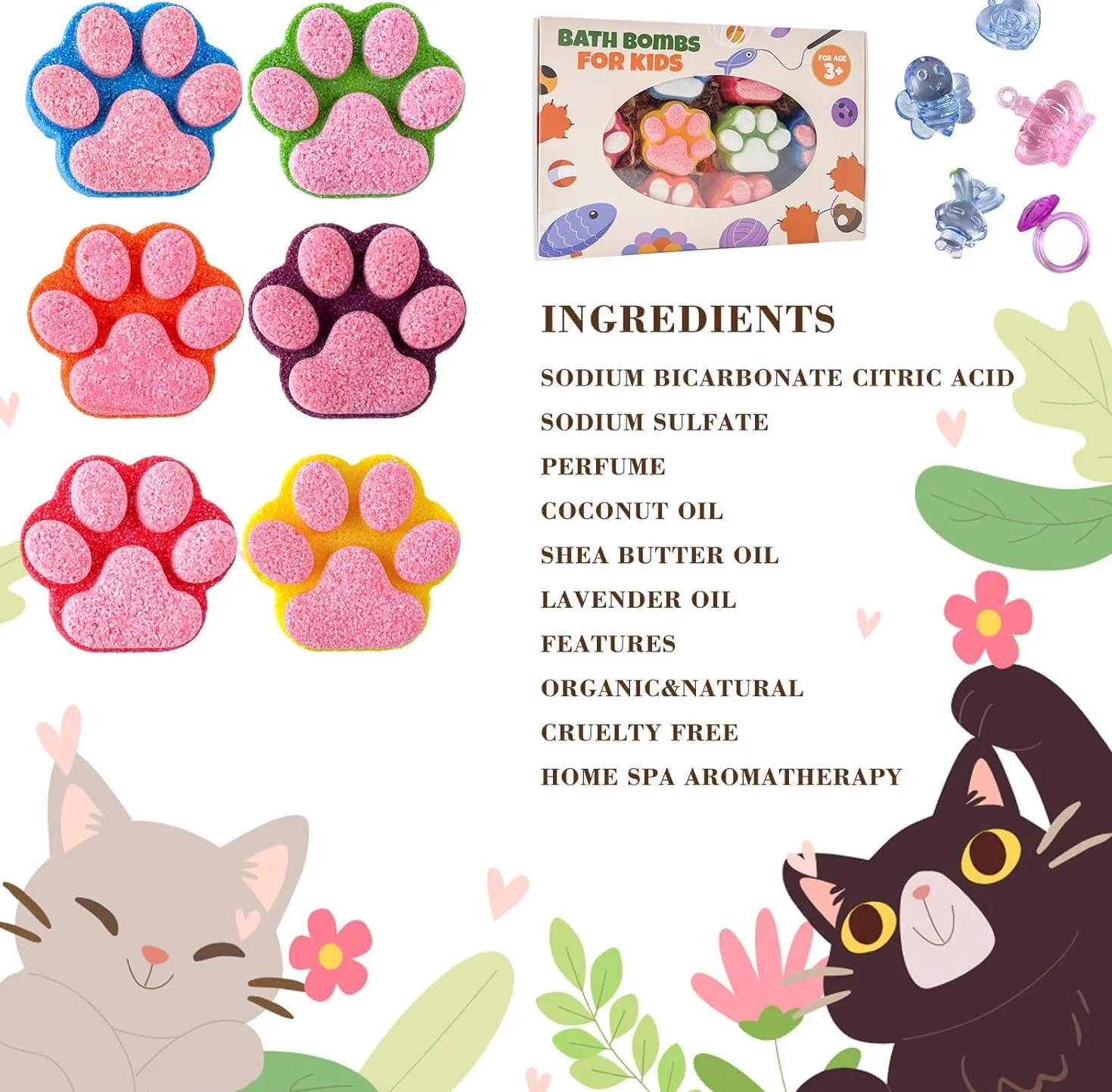 Bombe de bain pour enfants avec jouet surprise 12 pièces artisanales cristaux étincelants kit cadeau SPA Noël anniversaire