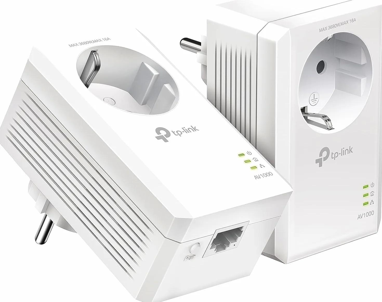 TP-Link TL-PA7017P Kit CPL AV1000 Adaptateur Powerline Gigabit Avec Prise Intégrée - 1000 Mbps, 1 Port Ethernet, Boitier Blanc, Kit de 2