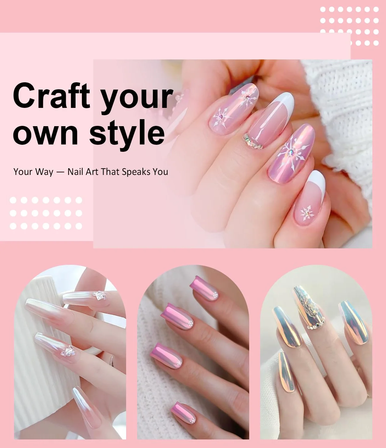 Poudre Chrome Ongle Nacrée Rose Effet Féerique Aurora Blanche Perle Chrome Ongle Effet Glace Transparente Paillettes Ongles Effet Miroir Nail Art DIY