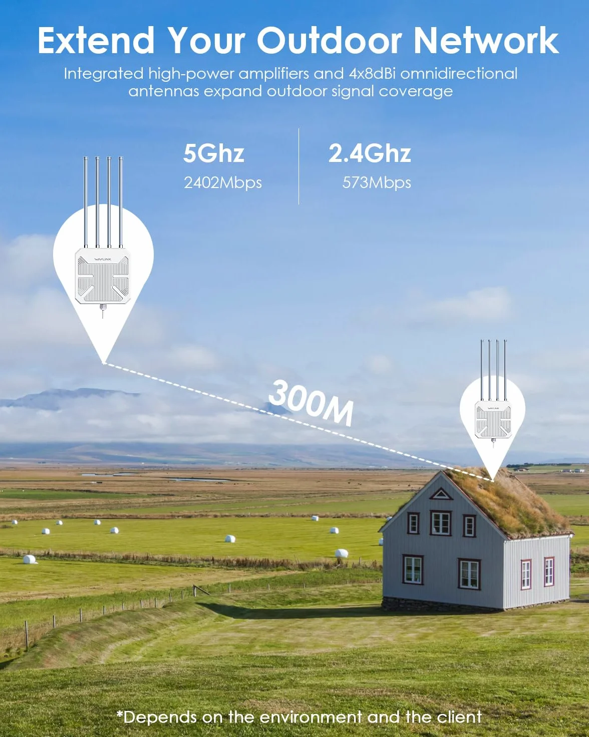 Répéteur WiFi Extérieur Puissant Wavlink AX3000 Mesh Outdoor PoE Antenne Longue Portée