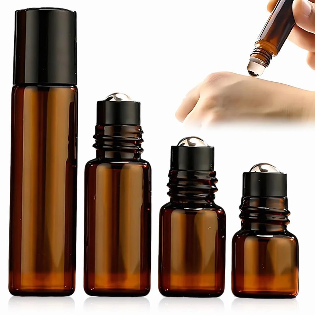Flacon Roll On Vide Huile Essentielle 8 pcs Acier Inoxydable 10 ml 5 ml 3 ml 2 ml