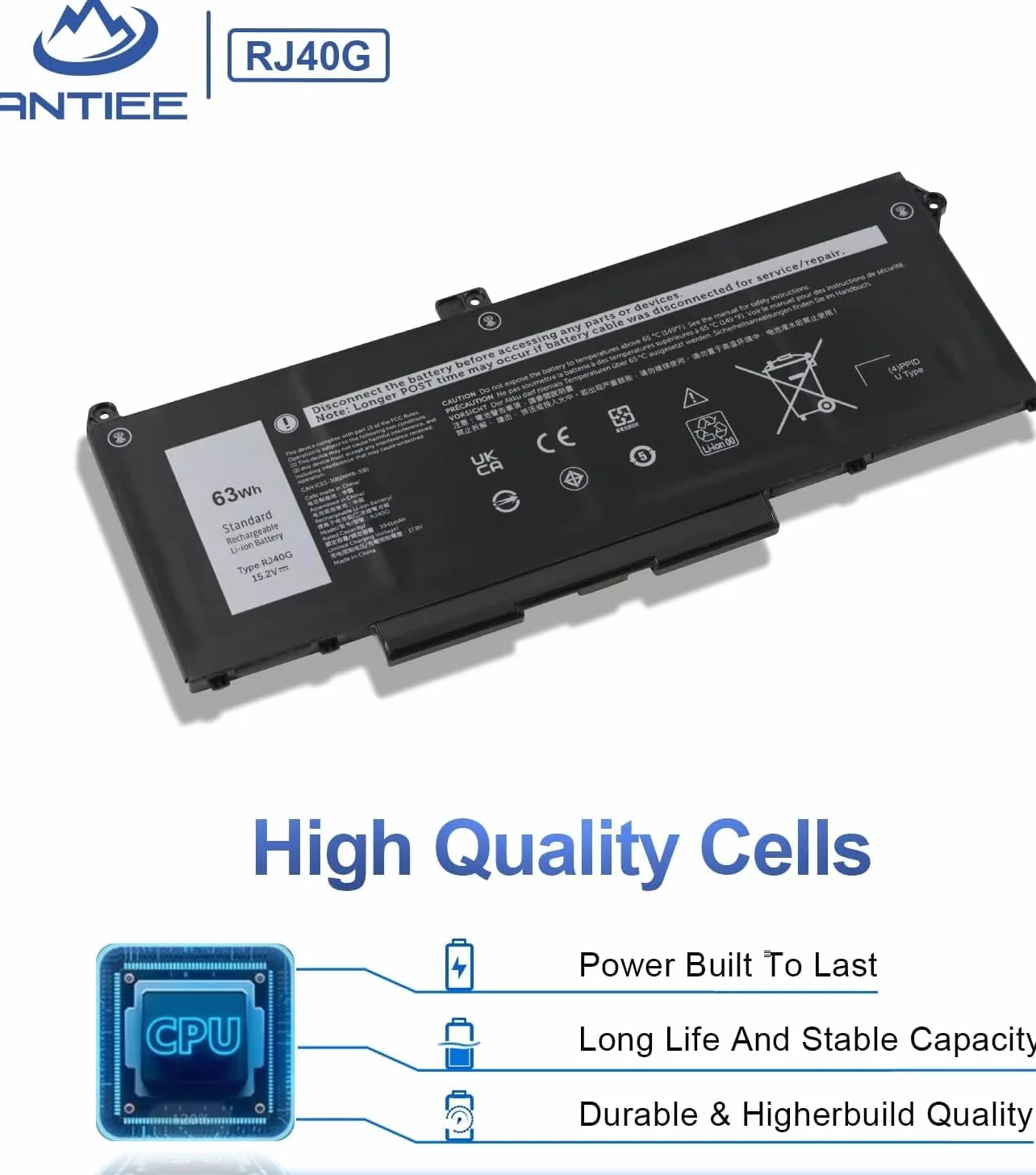 ANTIEE RJ40G Ersatz Akku für Dell Latitude 14 5420 15 5520 Precision 15 3560 15.2V