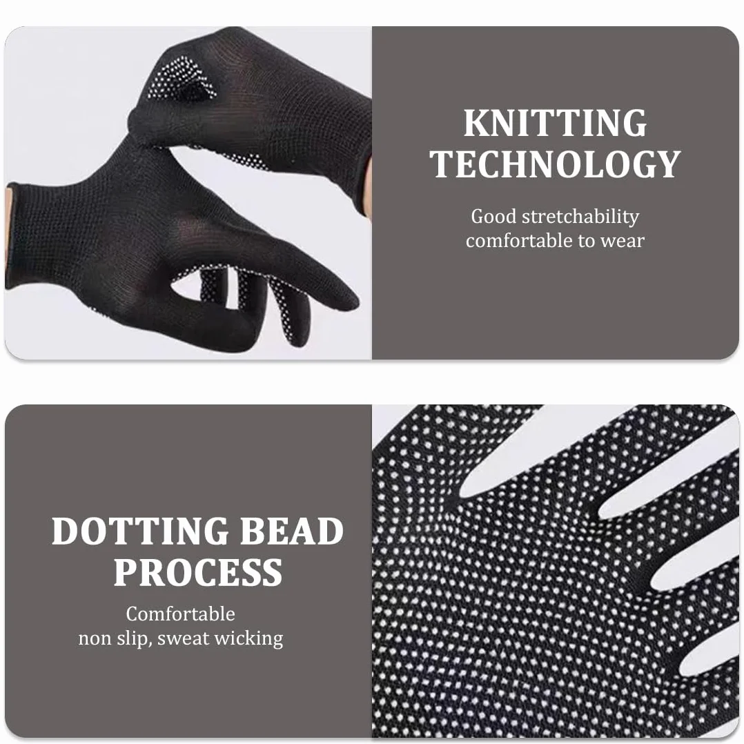 Gants résistants à la chaleur pour coiffer les cheveux avec revêtement en silicone antidérapant Noir