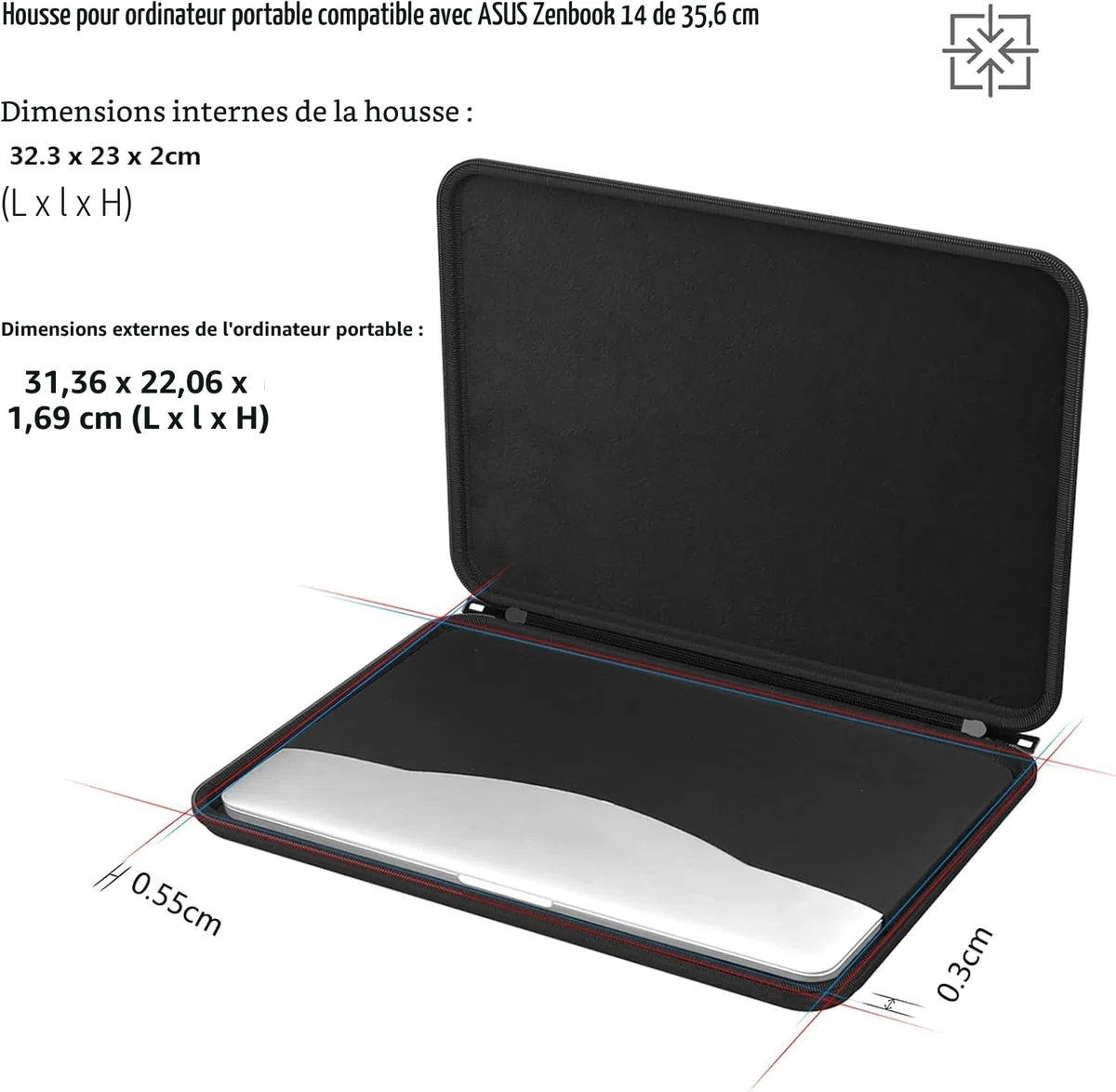 Smatree Housse Rigide pour Ordinateur Portable 14" ASUS Zenbook 14, Zenbook 14 Flip, ROG Zephyrus G14, Vivobook S 14 Flip, étui de Protection Rigide Ultra Fin et résistant aux Chocs