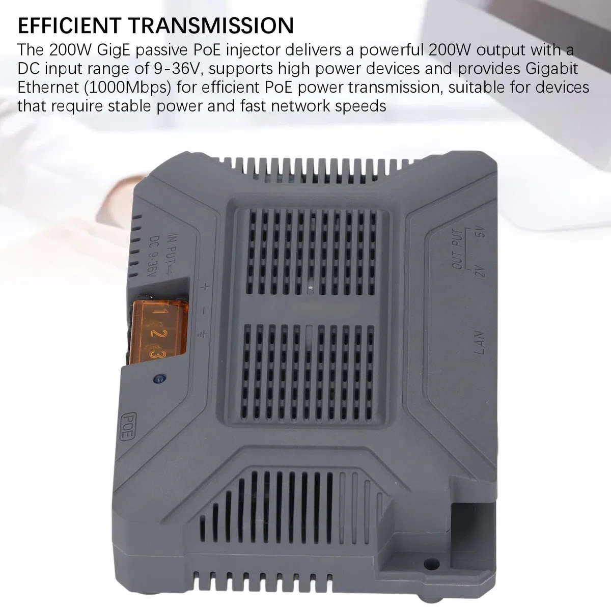 Generic Injecteur PoE Ethernet Gigabit 200 W Polyvalent avec Sortie USB pour Une Intégration Transparente
