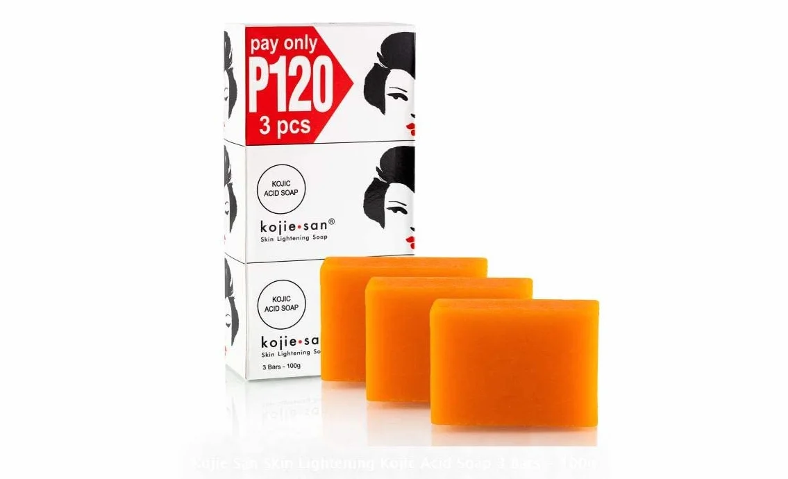 Kojie San Skin Lightening Kojic Acid Soap Bars 100g (Lot De 3) - Fades Age Spots, Freckles, Sun Damage, Acne Blemishes, Scars