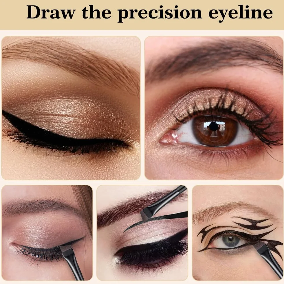 Flintronic Pinceaux à Maquillage Lot de 5 Professionnel Pinceau Eye-liner Biseauté Yeux Fards à Paupières Sourcils Contour des Lèvres