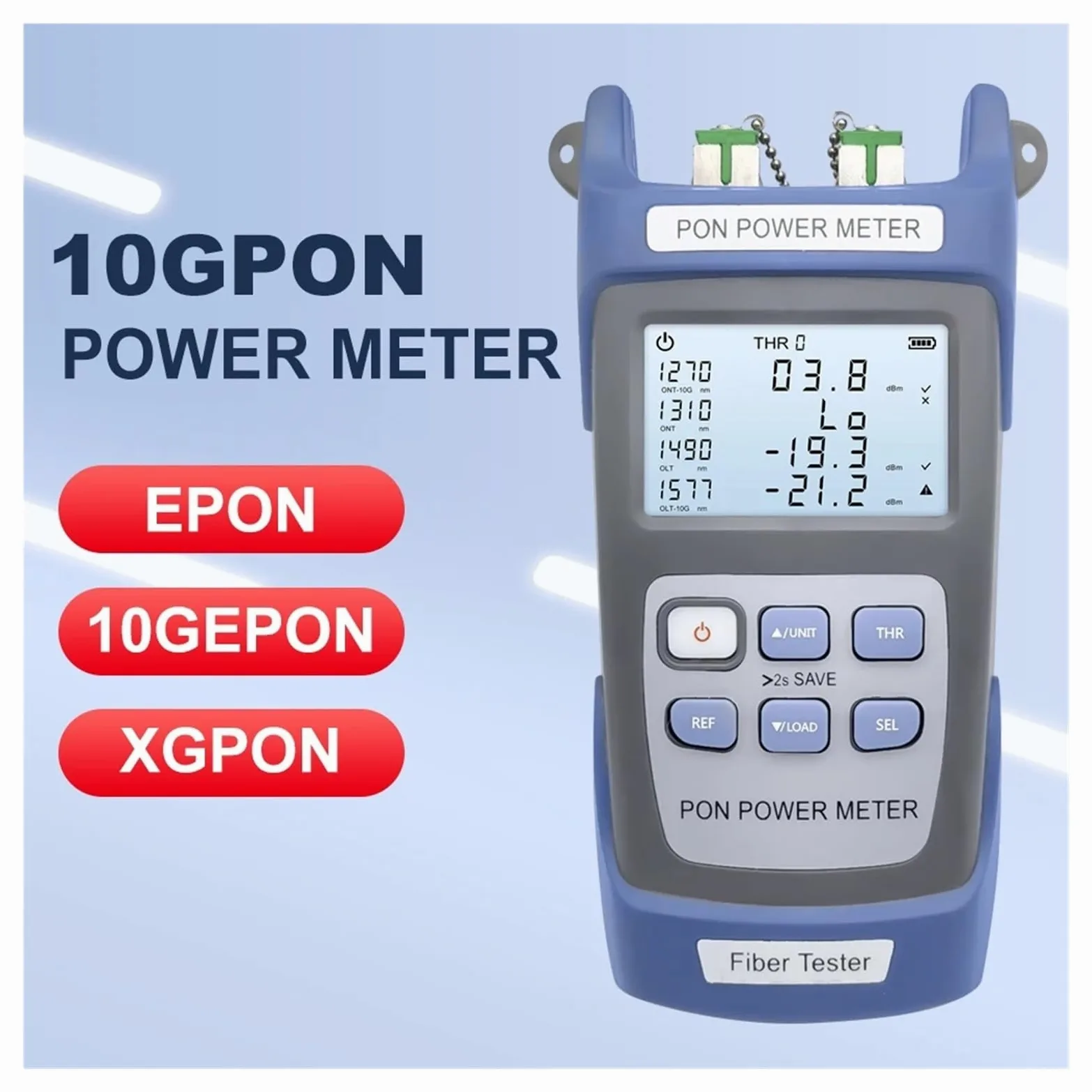 Testeur optique de compteur de puissance TM582 10G PON GPON avec longueur d'onde 1270nm/1310nm/1490nm/1577nm, testeur de câble(APC Connector)