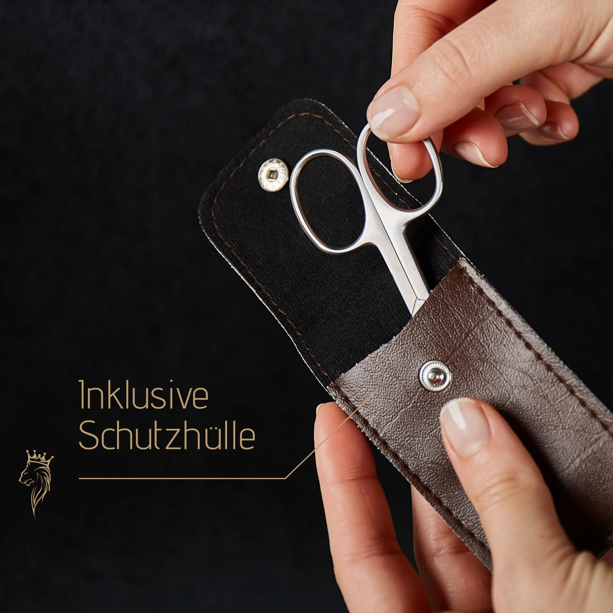 Ciseaux à ongles en acier inoxydable, étui inclus - coupe-cuticules extra aiguisé - courbé fin - adapté pour les gauchers