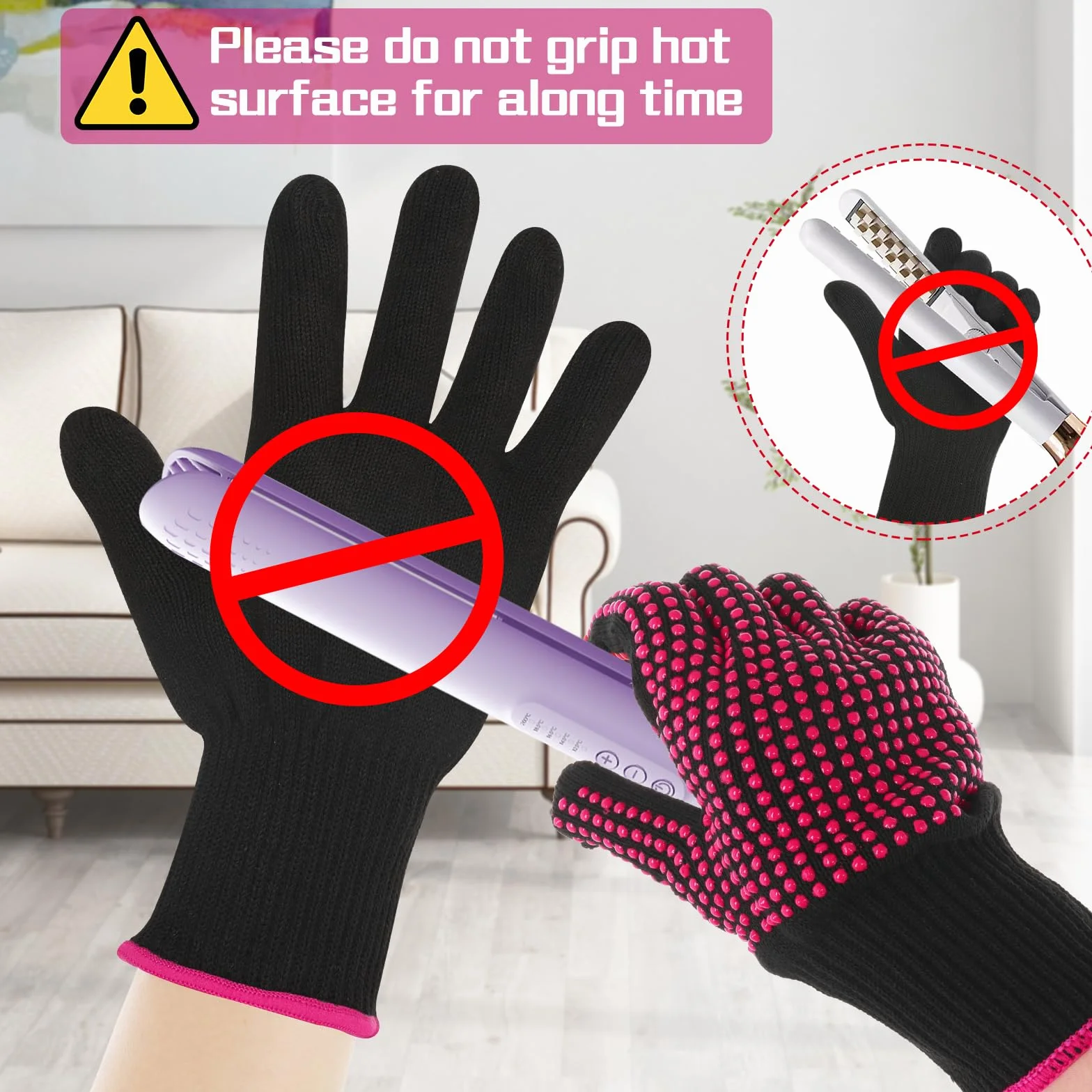 Dimeho Lot de 2 gants résistants à la chaleur pour coiffure