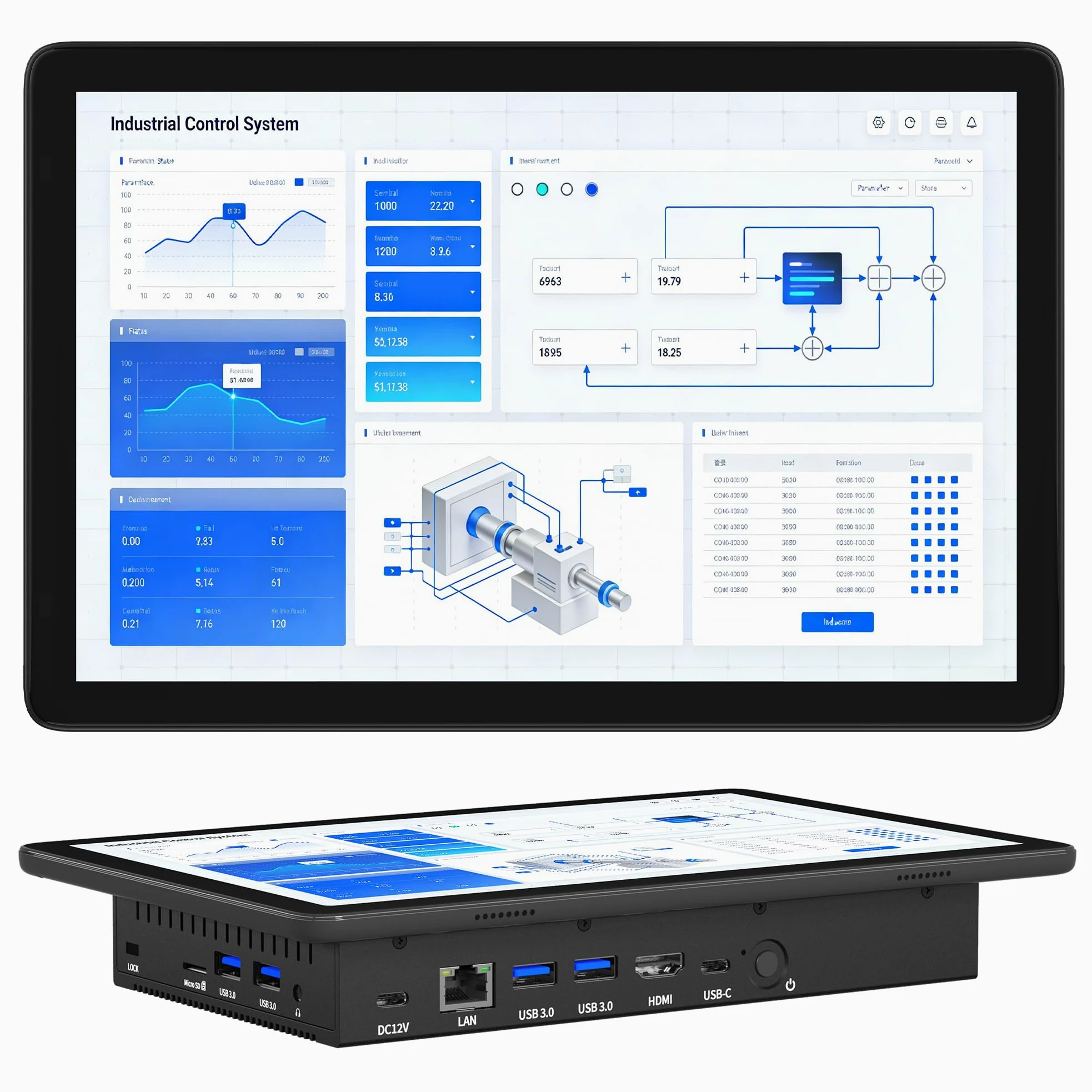 Mini Desktop Computer Ordinateur Mini PC Écran Tactile 10,1", N5100 Win 11 Pro 8Go Ram, 128Go Rom, Batterie 5000mAh, Double Sortie d'affichage 4K HDMI, Type-C3,1, 4xUSB3,0, RJ45 LAN, Rs232