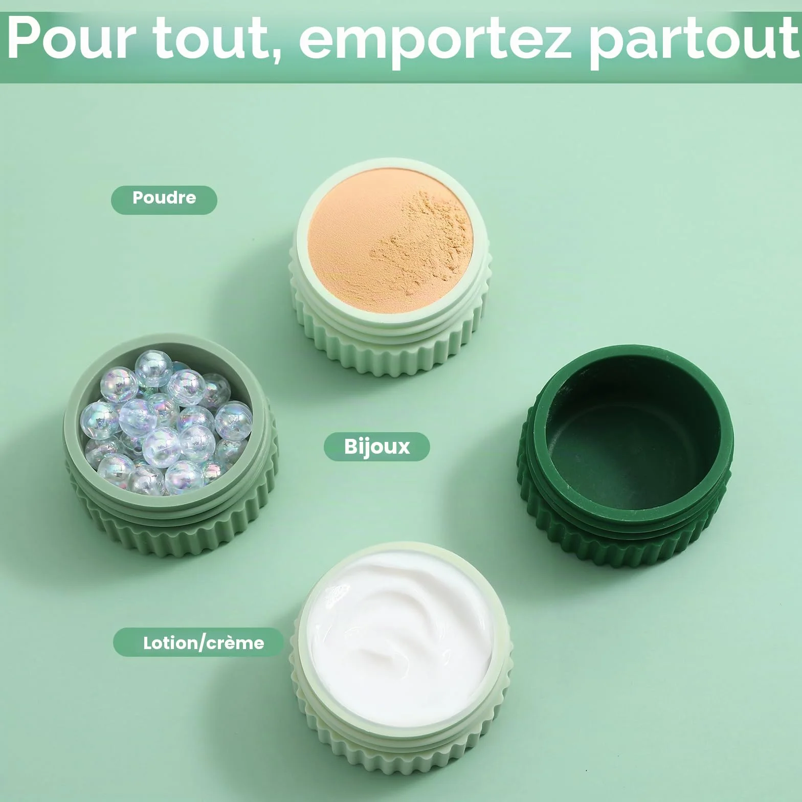 Boîtes cosmétiques rechargeables 20 ml en silicone anti-fuite lot de 4