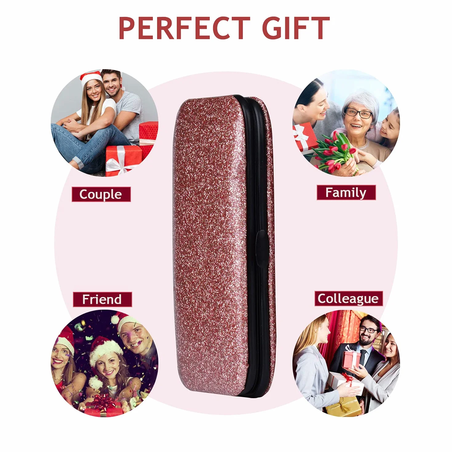 Kit de manucure et pédicure 5 pièces en acier inoxydable or rose avec étui de voyage en cuir