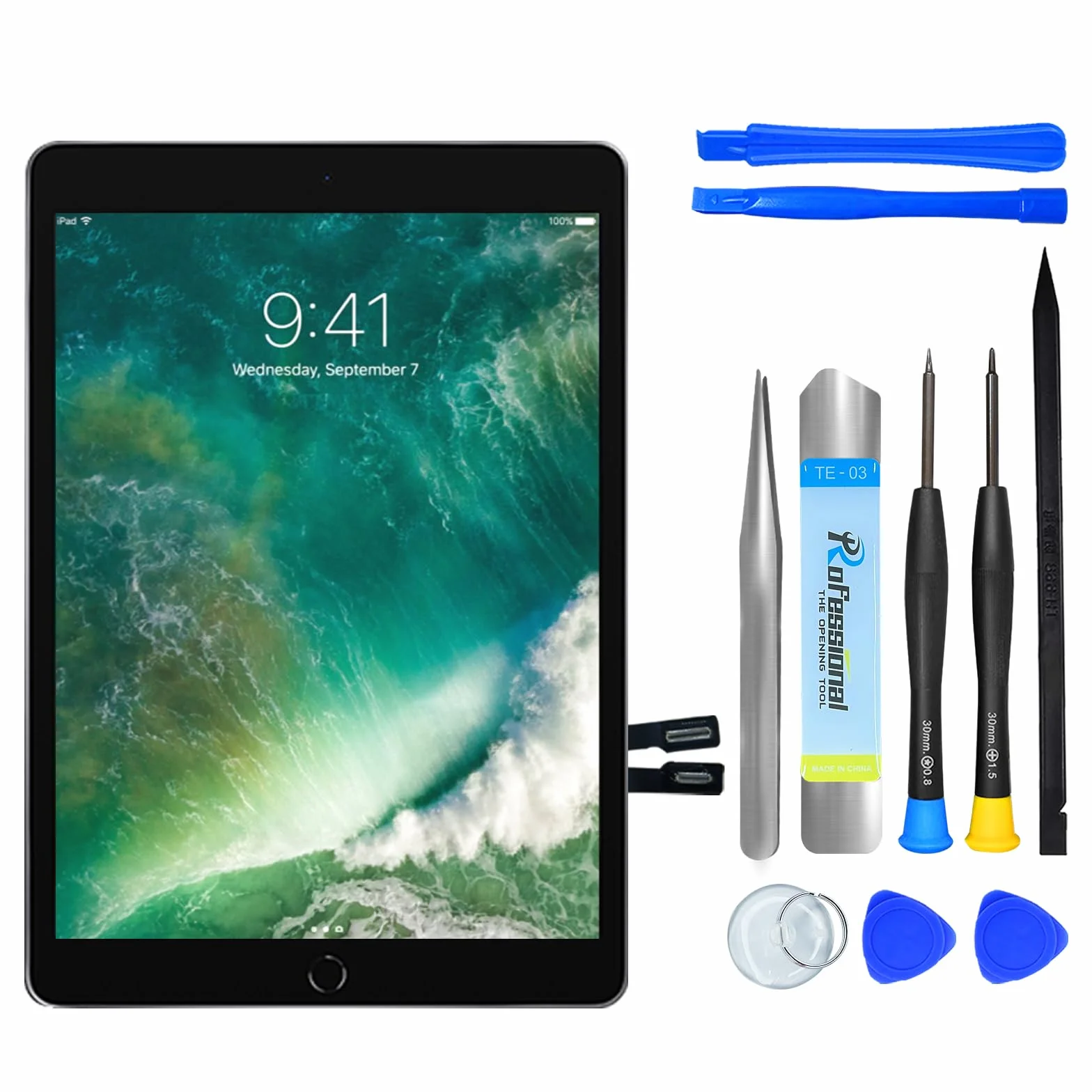 NB+ Écran Tactile iPad 5ème Génération 9.7" Remplacement 2017 Digitizer Adhésif Pré-installé A1822 A1823 Noir