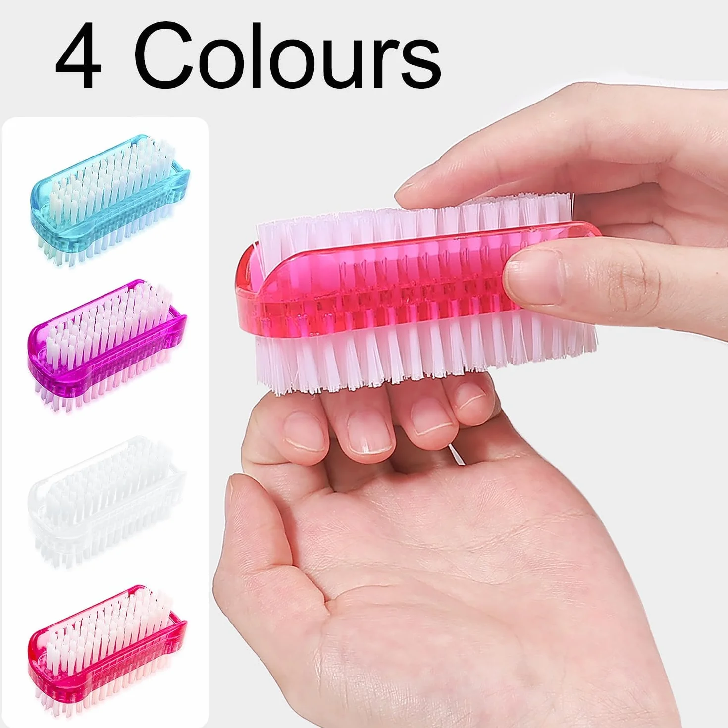 Brosse à Ongles Double Face 4 Pièces, Brosse de Nettoyage pour Cuticules, Ongles, Mains et Orteils