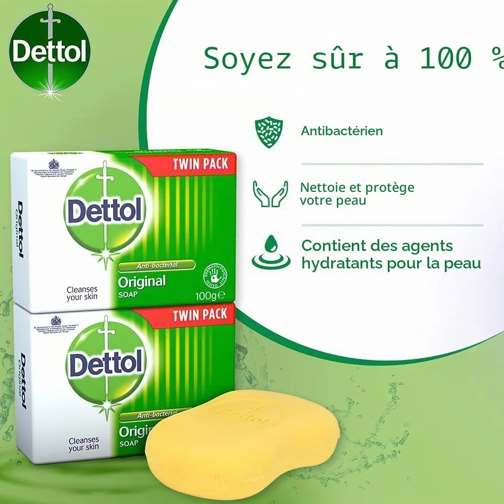 Dettol Savon antibactérien original en barre 2 pièces