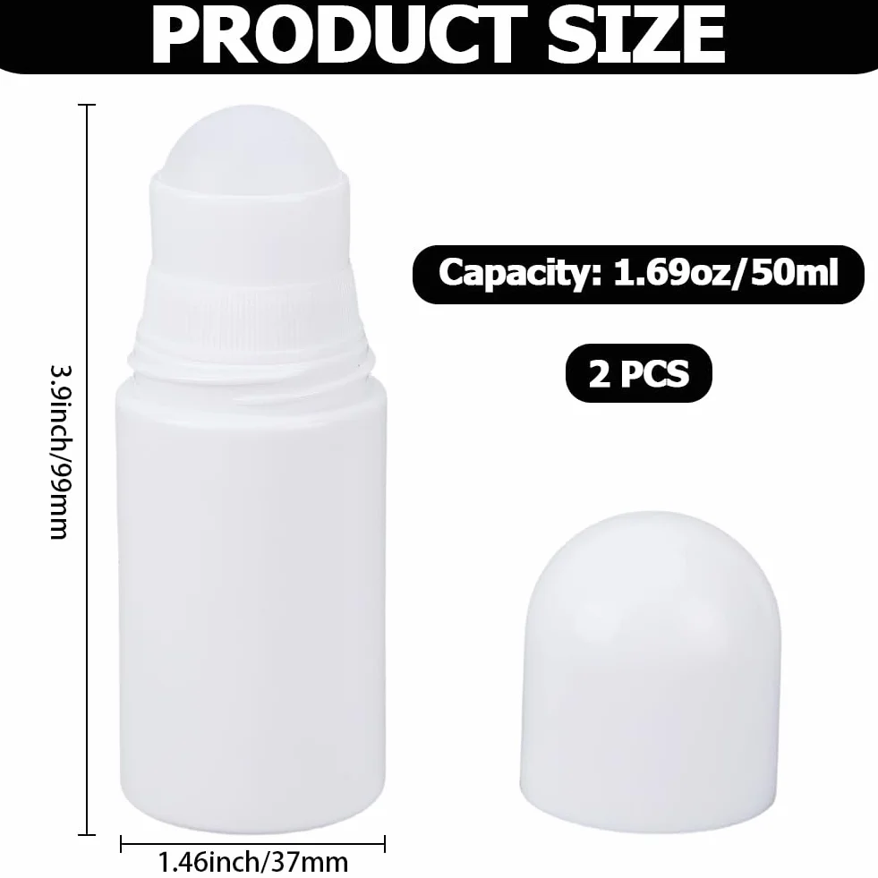 GORGECRAFT 2 x 50 ml Roll on Plastique Blanc Anti Transpirant Vide Réutilisable Déodorant Anti Fuite Rechargeable Voyage Cosmétiques Parfums