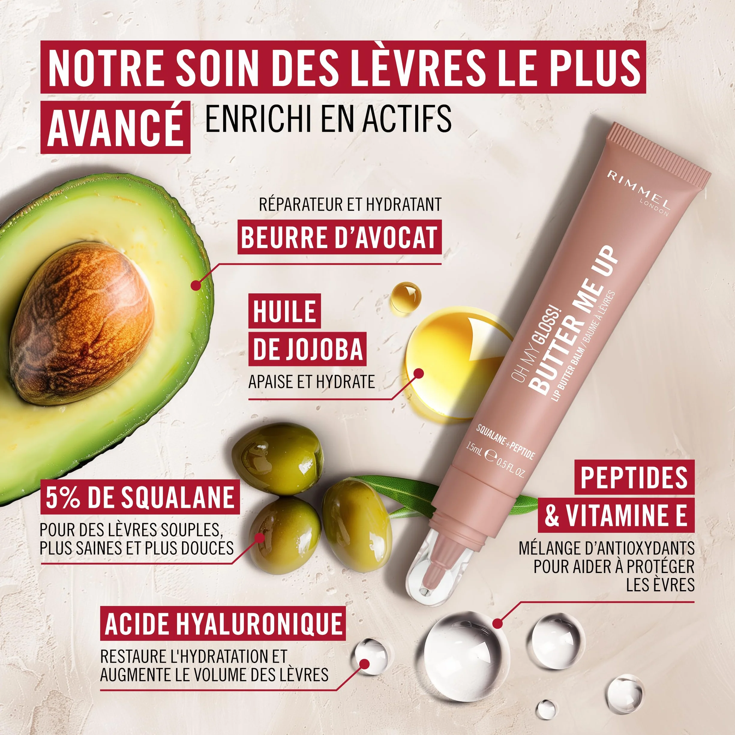 Rimmel London Oh My Gloss Butter Me Up Baume à lèvres 002 Latte Delight 15 ml