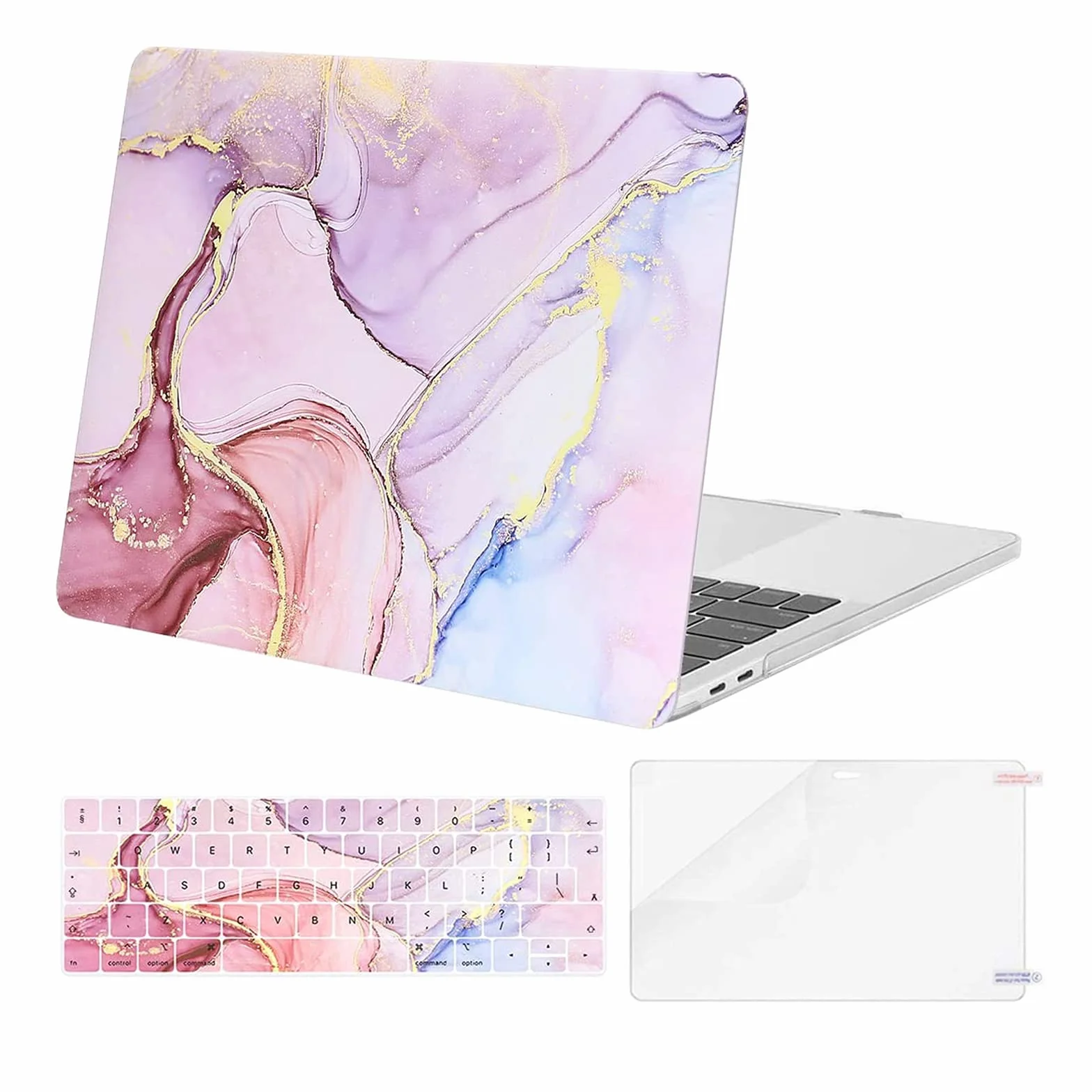 MOSISO Coque MacBook Pro 13 Pouces 2016-2021 A2338 M1 Plastique Rigide Marbre Rose