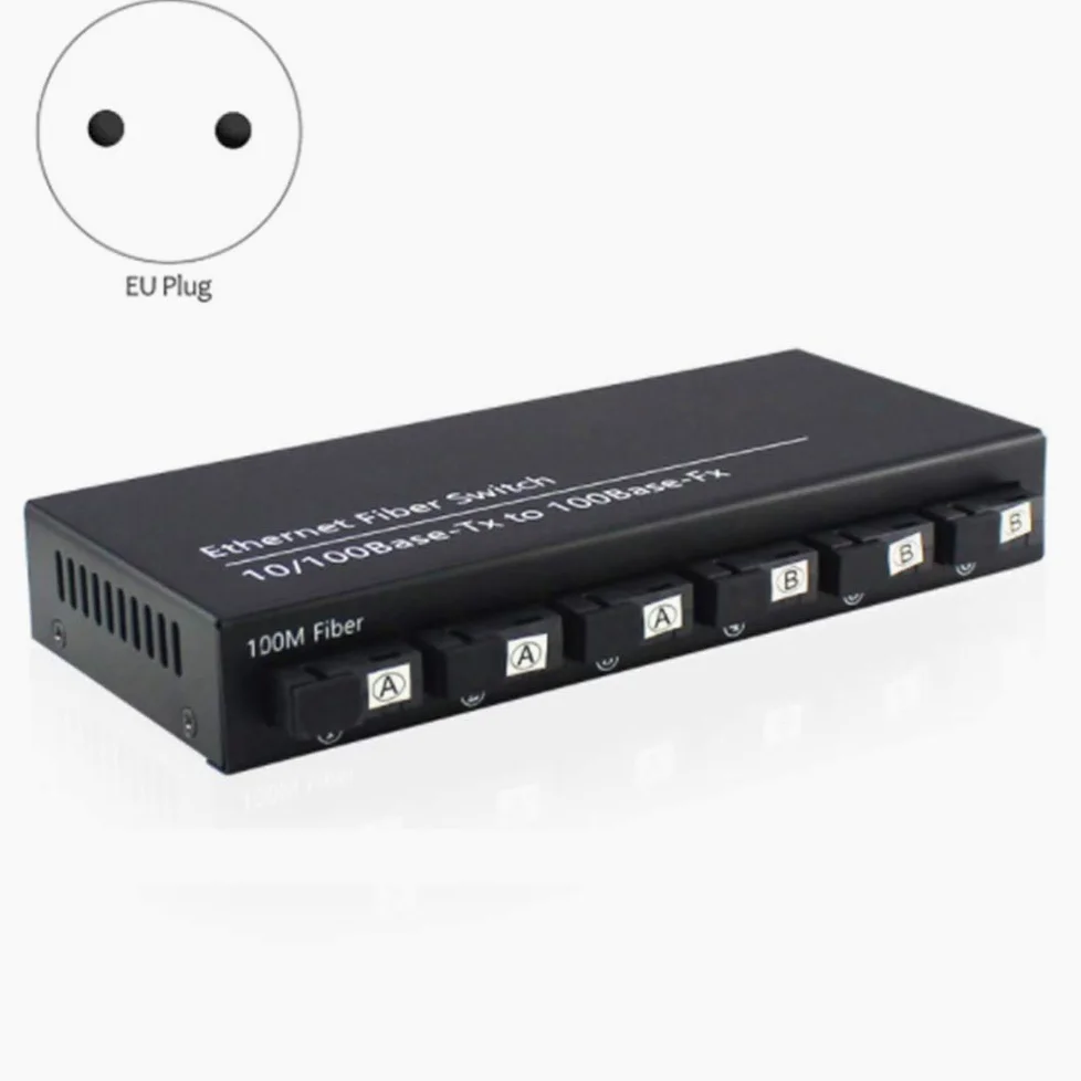 Commutateur Fast Ethernet 10 / 100M Convertir 20KM Convertisseur de MéDia à Fibre Optique en Mode Unique 2XRJ45 et 6XSC 3A3B-EU Plug