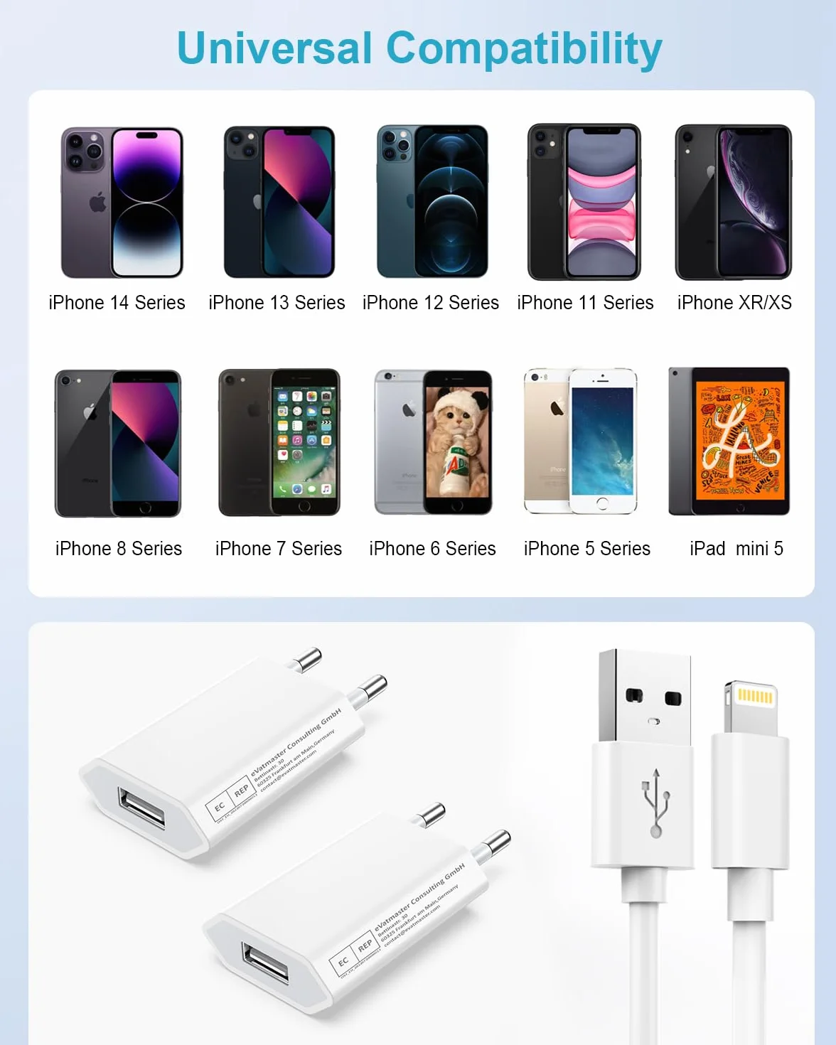 Chargeur Apple MFi Certifié et Câble iPhone 2M Lot de 2 5W USB Adaptateur Secteur pour iPhone 14/13/12/11 Pro Max/XS/X/8/7/6 Plus/5/SE