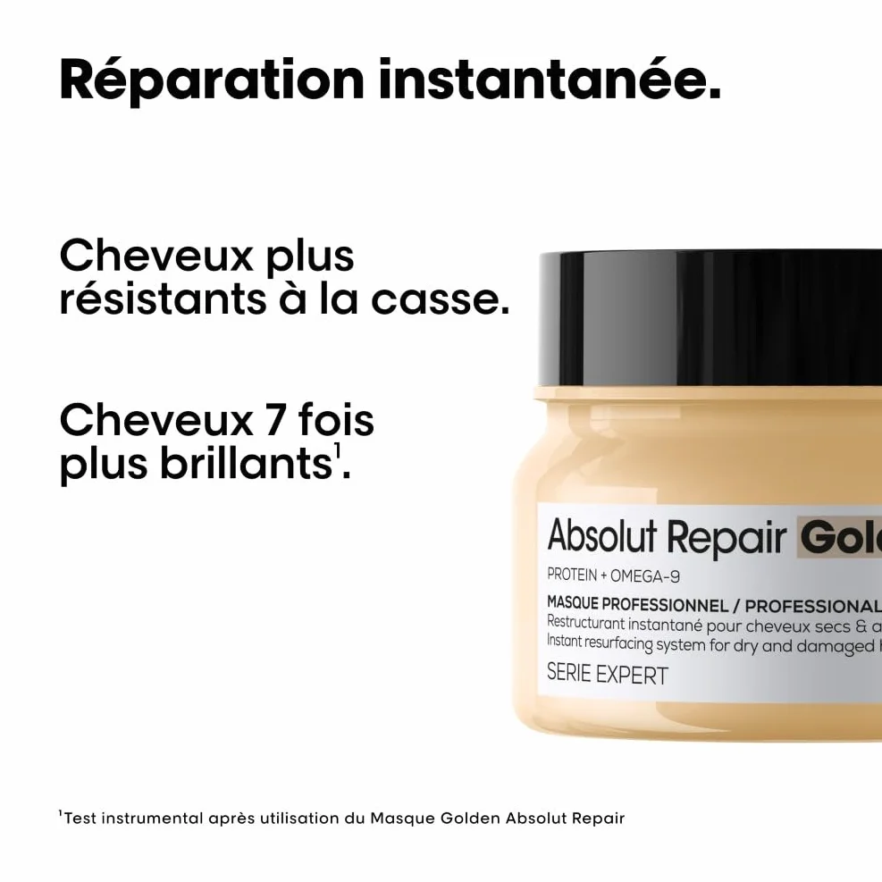 L'OREAL PROFESSIONNEL Absolut Repair Golden Restructuration Instantanée Cheveux Secs & Abîmés 7x Plus de Brillance