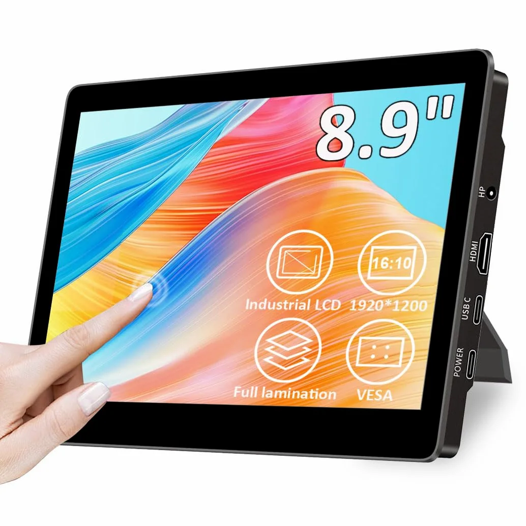 Portable écran Tactile,Moniteur Portable 8.9'' | 1920 x 1200 | 16:10 | 450 Nits | Collage Optique | HDMI/USB-C Mini écran pour Raspberry PI PC/Mac/Game consloe