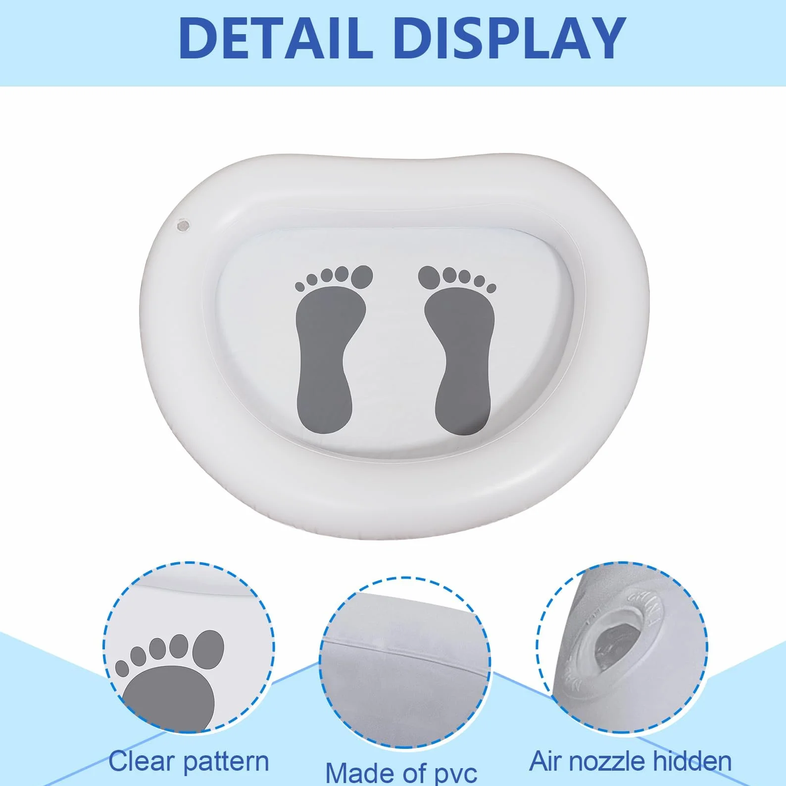 Bain de Pieds Gonflable pour Piscine avec Pompe à Air, Portable pour Plage et Camping