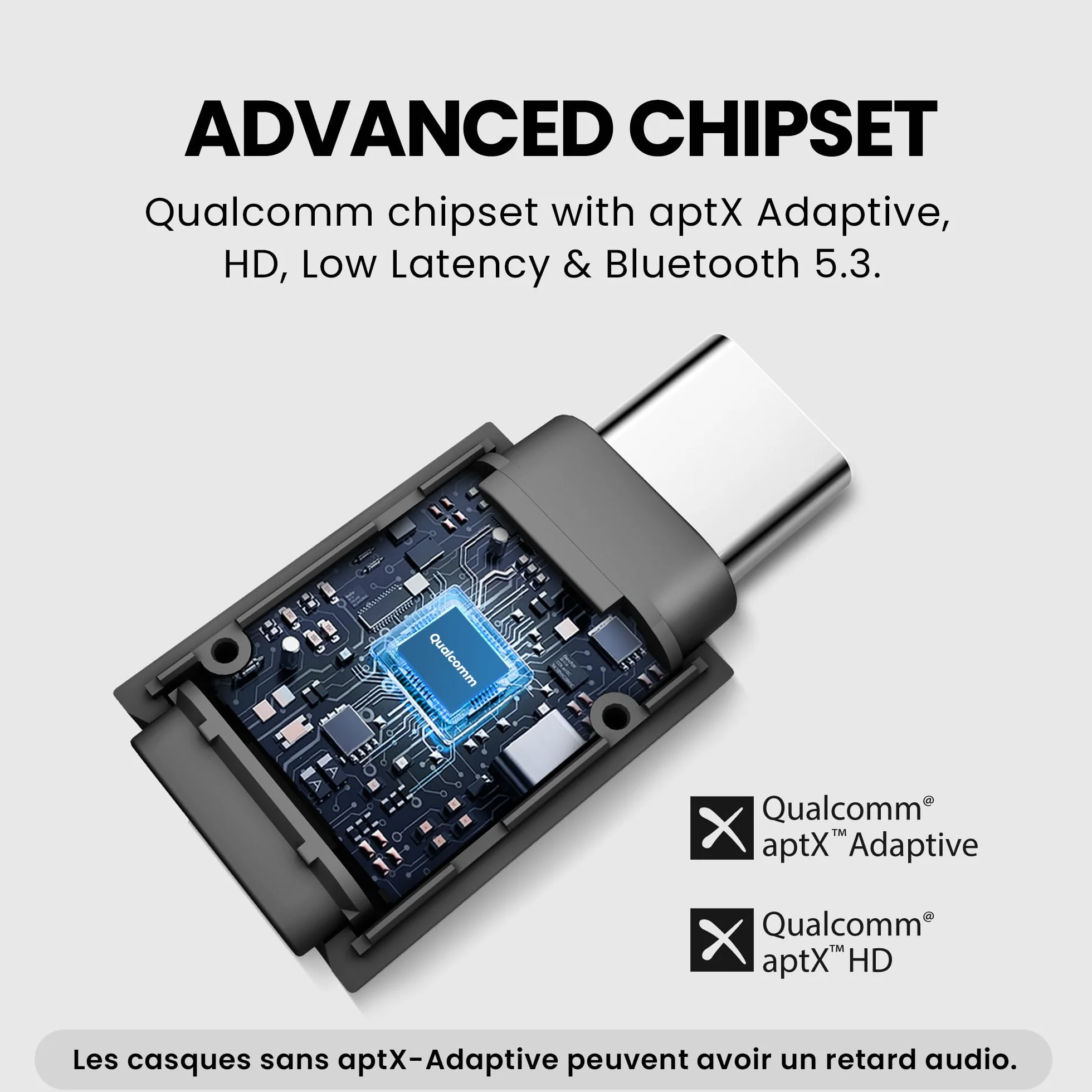 Avantree C81-Gaming Adaptateur Audio USB-C Bluetooth 5.3 PS5 Puce Qualcomm aptX Adaptive HD