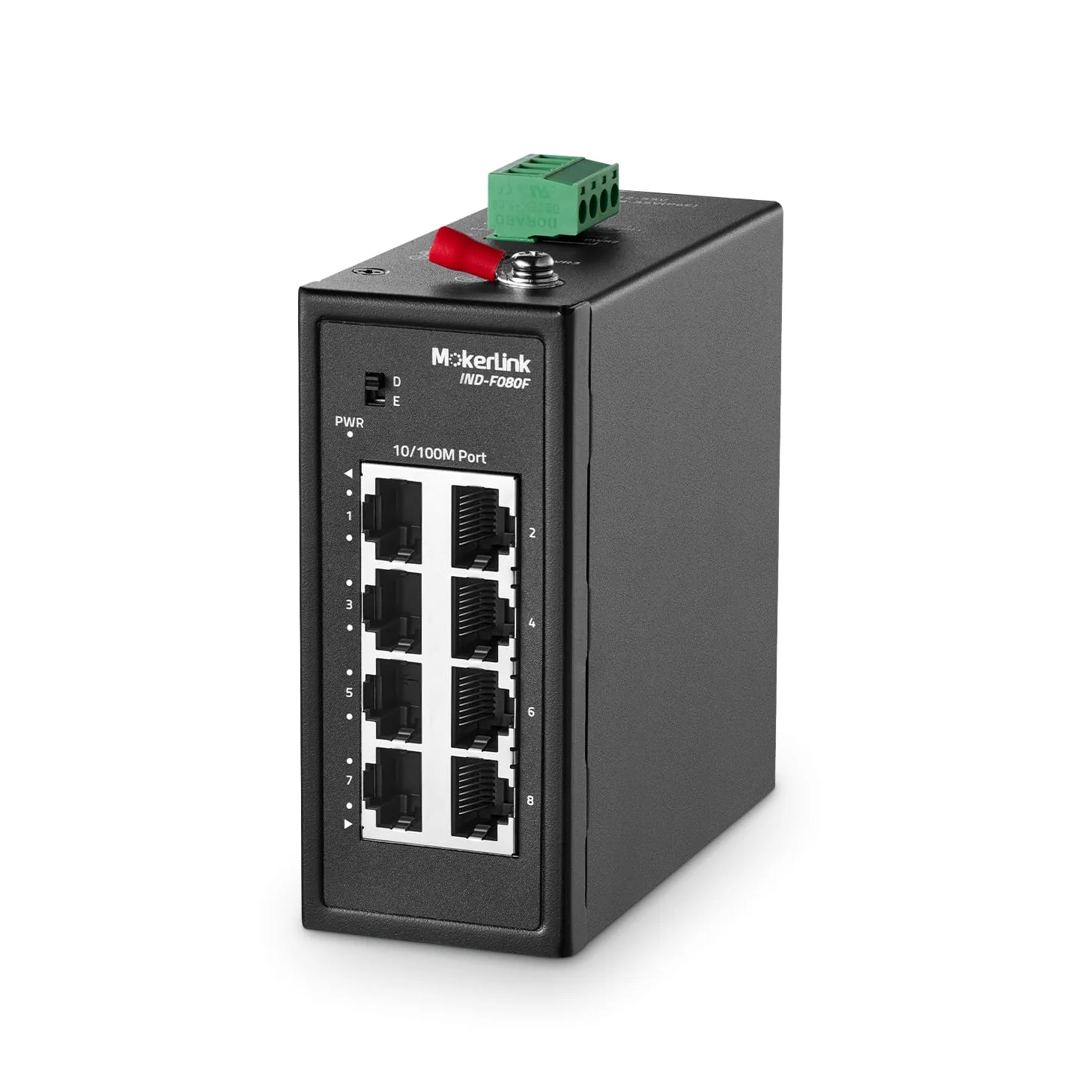 MokerLink Commutateur rail DIN industriel à 8 ports, 8 ports Ethernet 10/100 Mbit/s, portée 250 m, rail DIN en métal et support mural inclus
