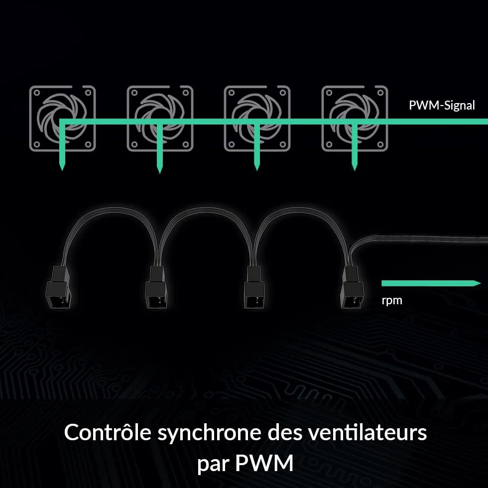 ARCTIC Câble d'extension PST pour 4 ventilateurs de boîtier PWM Fan Splitter Cable Connecteur multi-ventilateur