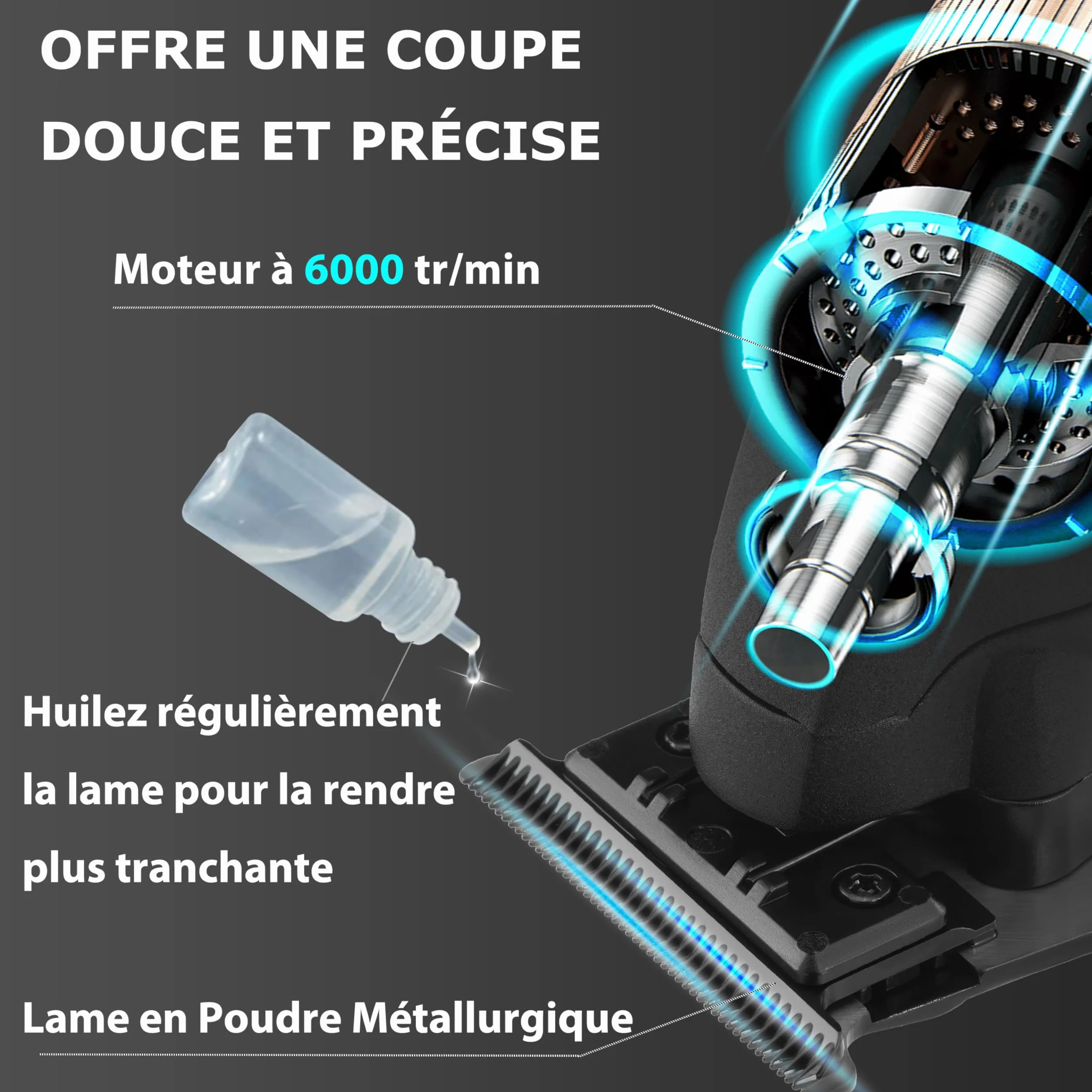 KEMEI Tondeuse professionnelle 2293 lame en T rechargeable sans fil