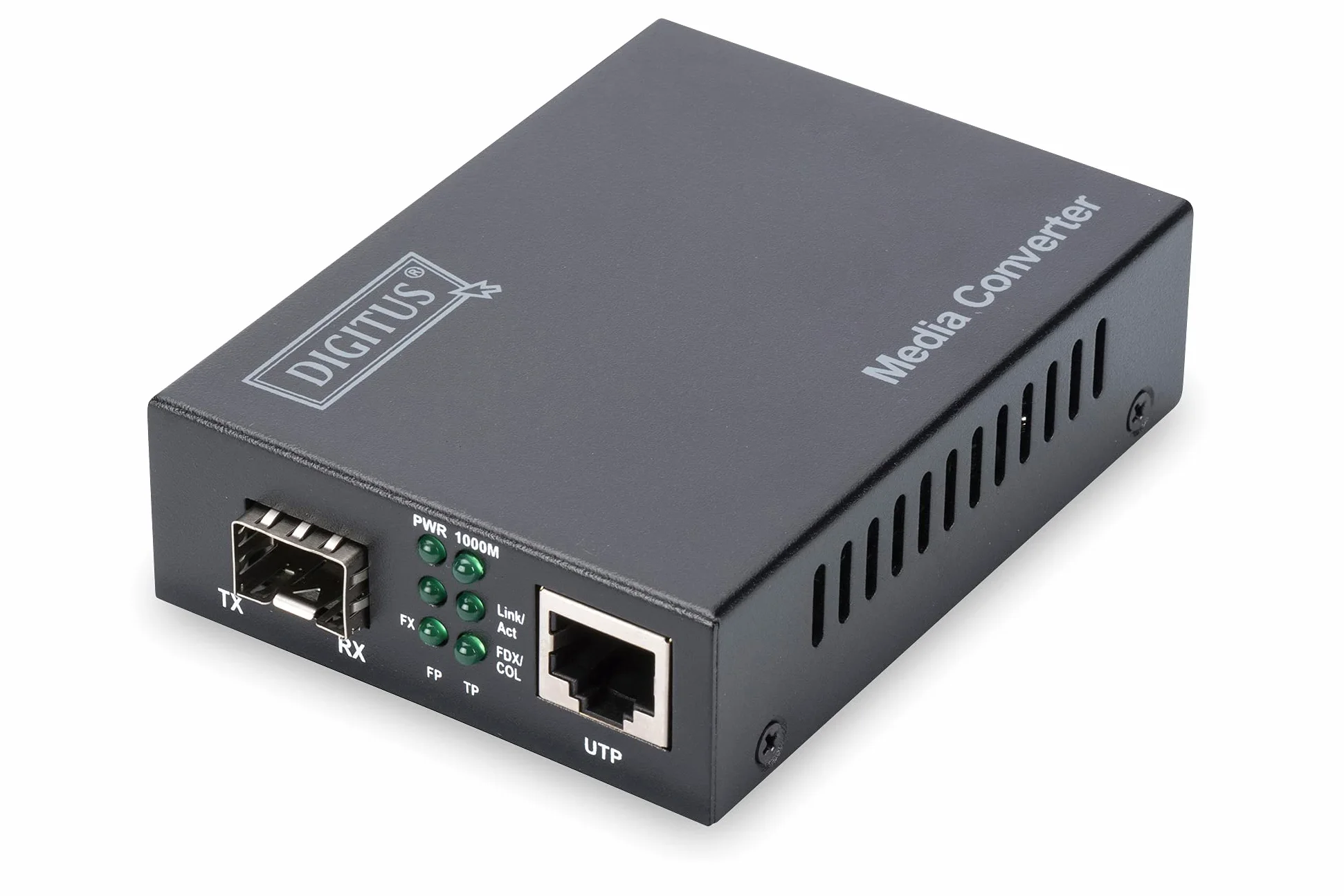 DIGITUS Convertisseur de média - SFP Port - Gbit Ethernet - RJ45 / SFP - 10/100/1000Base-T/TX à 1000Base-SX/LX - Noir