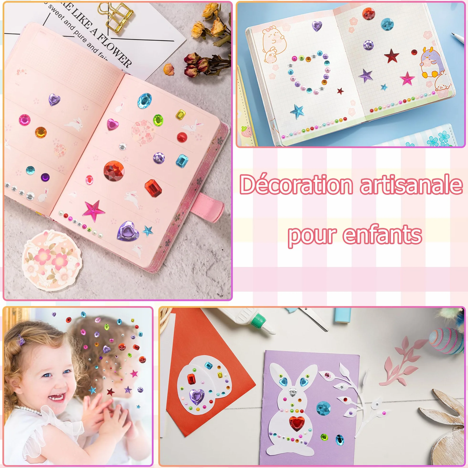 Strass Autocollant Visage 2442 Pièces Paillettes Auto-Adhésifs Diamant Acrylique Maquillage Ongles