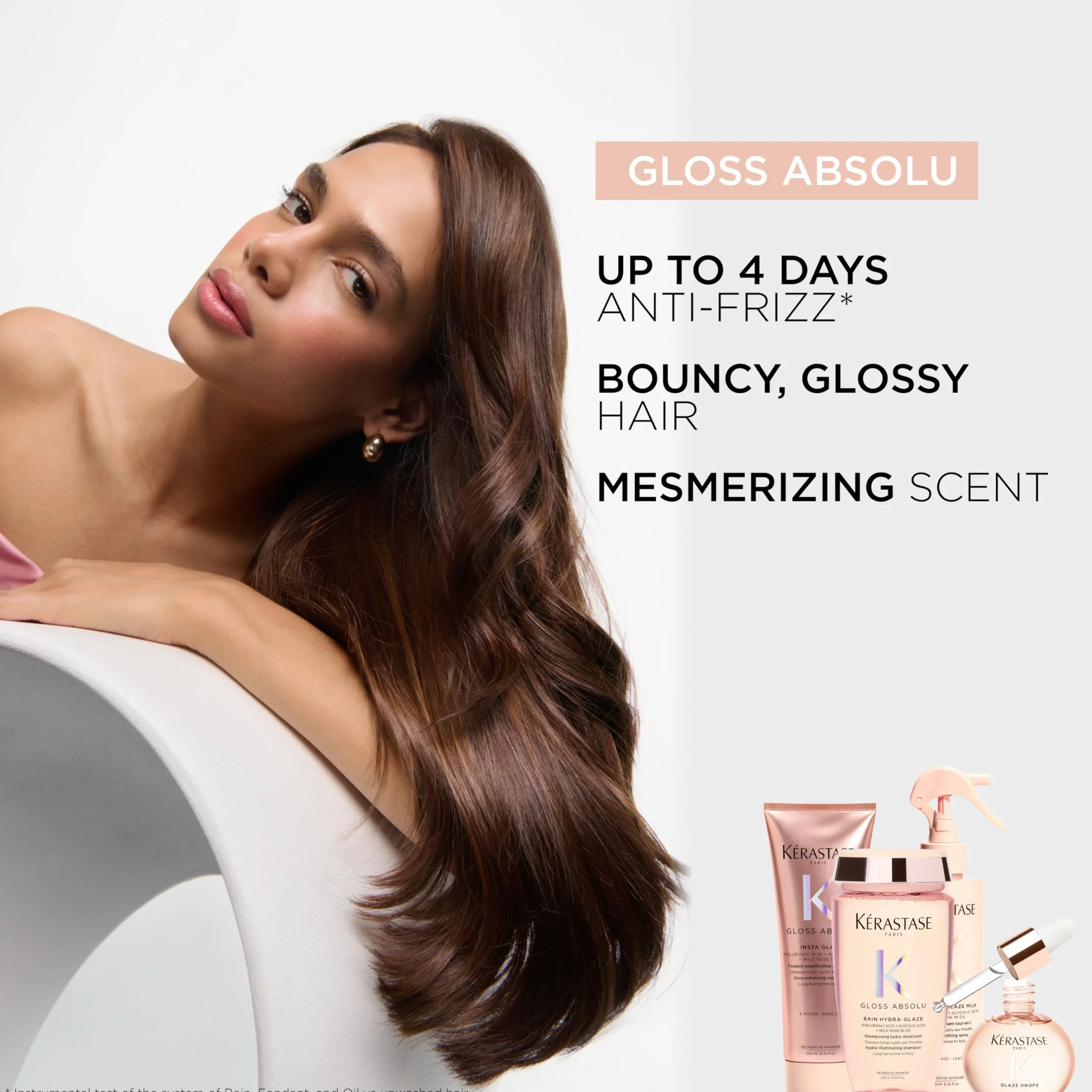 KÉRASTASE Gloss Absolu Fondant Insta Glaze Après-Shampoing Brillance Cheveux Ternes Acide Hyaluronique Acide Glycolique Rose Sauvage Cheveux Longs Frisottis