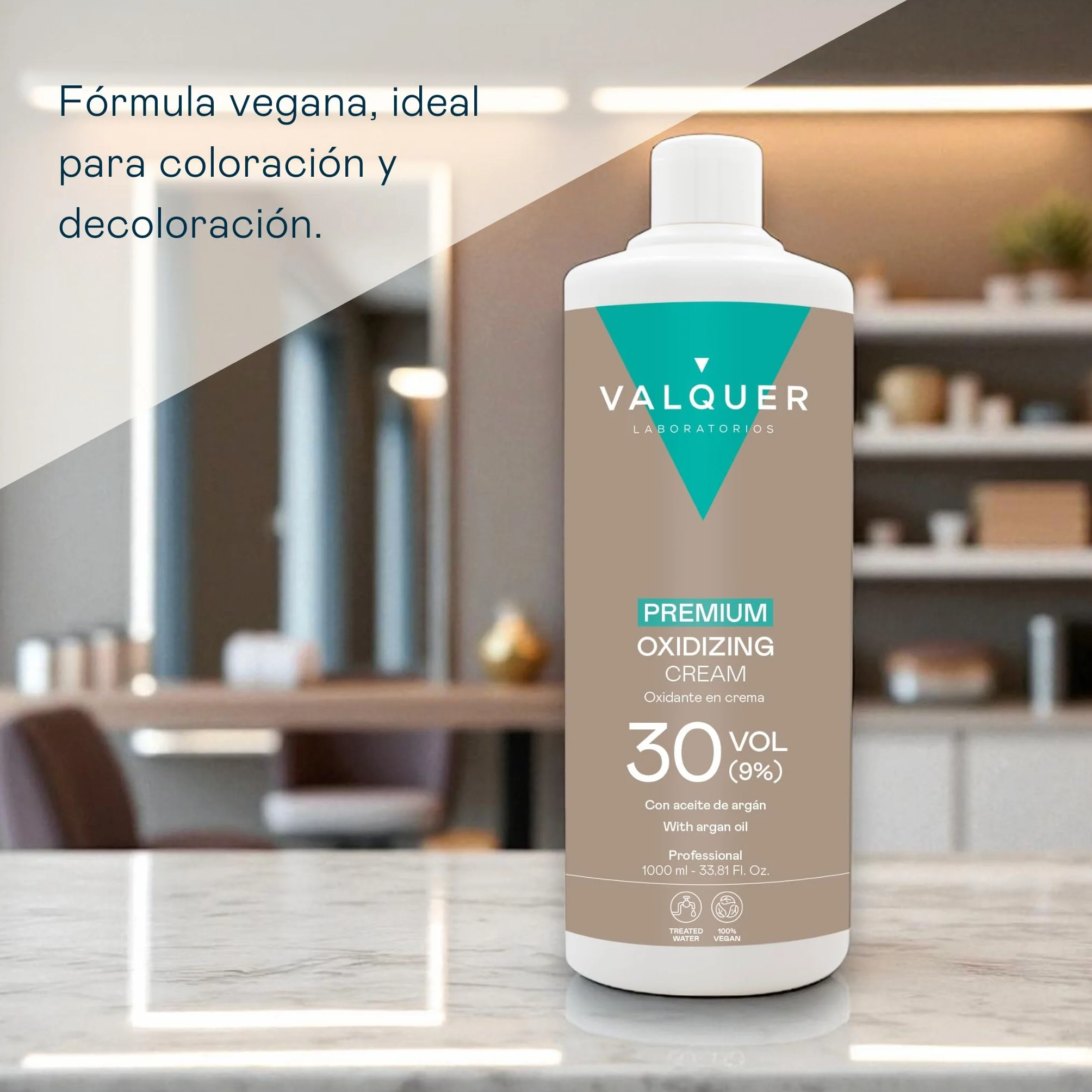 VALQUER Eau Oxygénée 30 Volumes 9% Crème Oxydant Capillaire Professionnel 1L