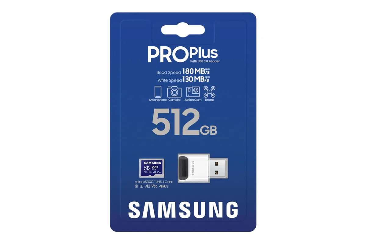 Samsung Carte Mémoire MicroSDXC, PRO Plus, 512 Go, Vitesse de Lecture jusqu’à 180 Mo/s, fournie avec Lecteur USB