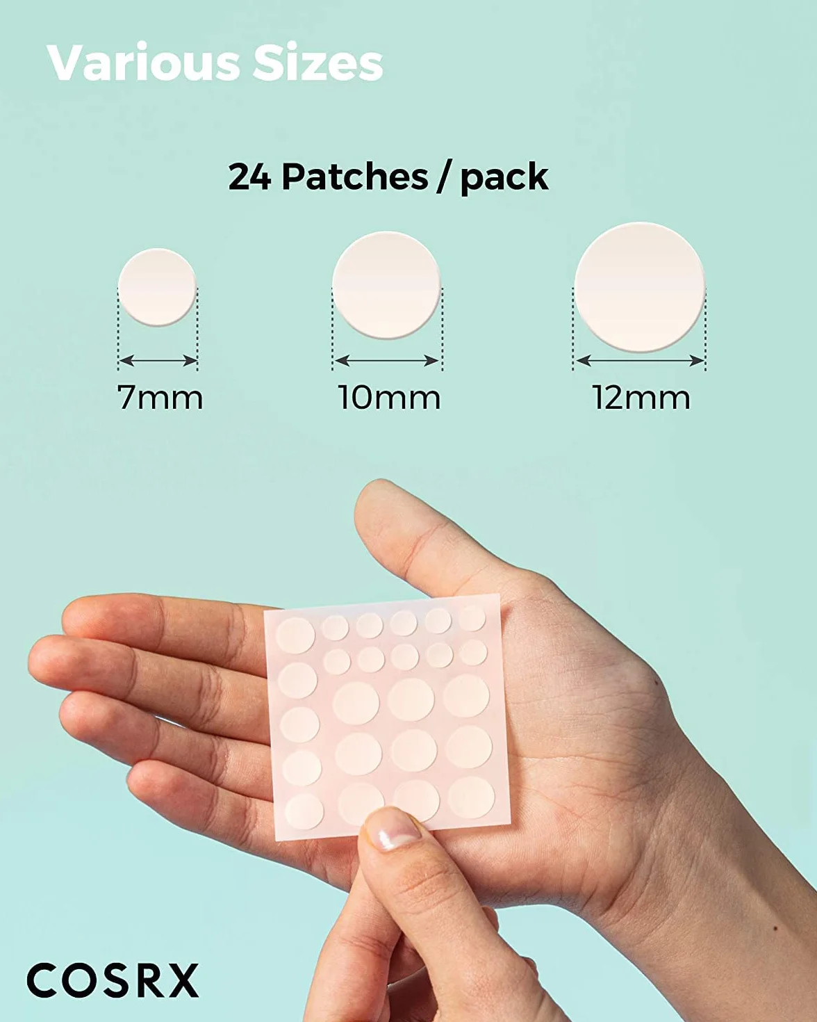 COSRX Master Patchs Absorbants à Boutons, Traitement Hydrocolloïde, Autocollants Anti-taches, 3 Tailles, 96 Pièces