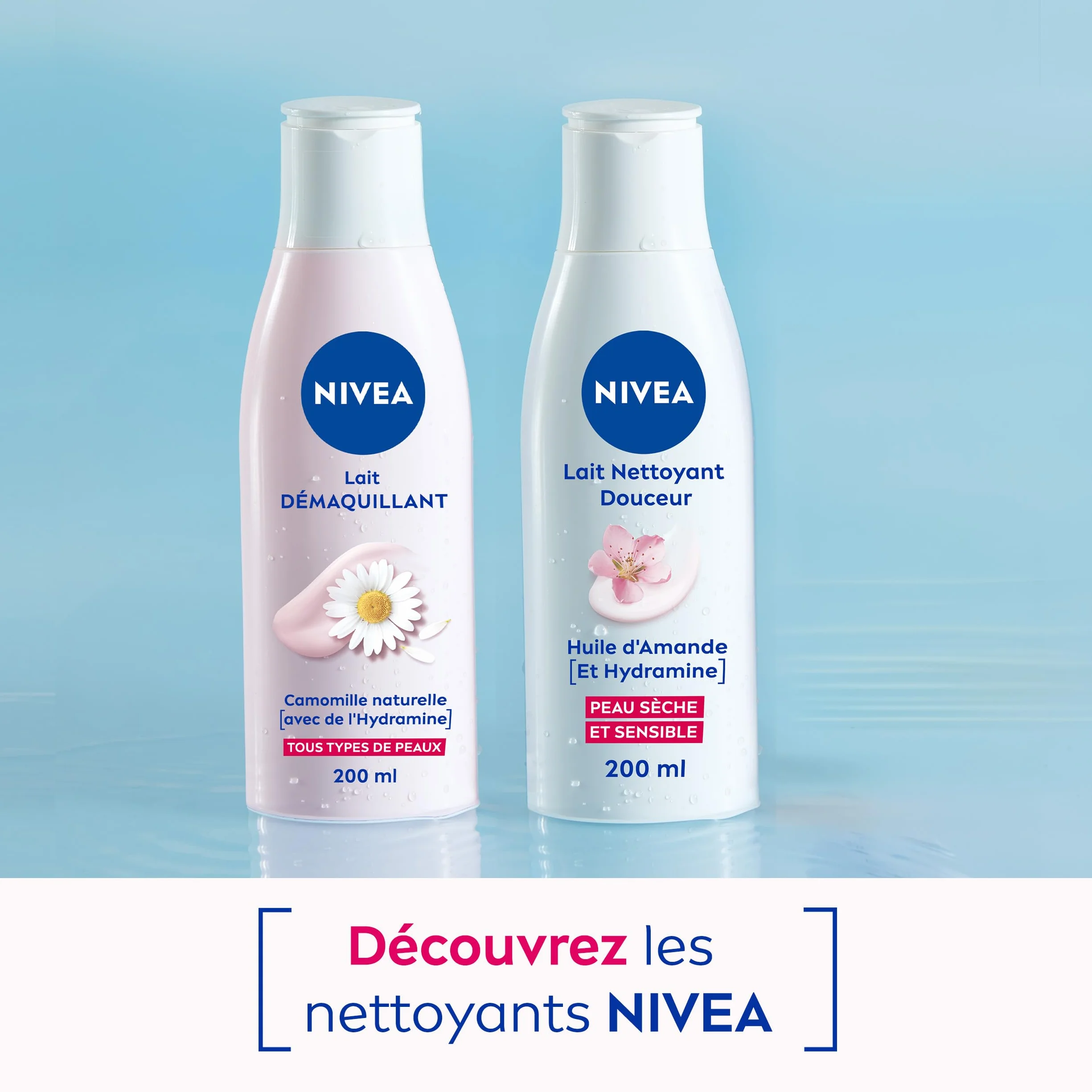 NIVEA Lait Démaquillant Visage Douceur Waterproof 200 ml Peaux Sèches & Sensibles