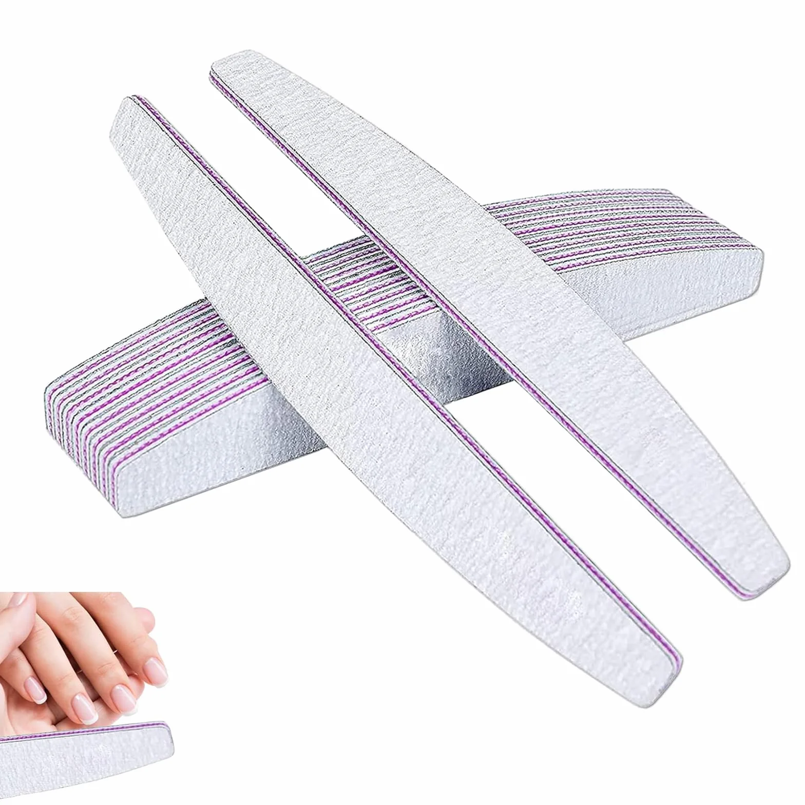 Limes à Ongles 100/180 Double Face Lavable Lot de 10 Professionnelle Gris