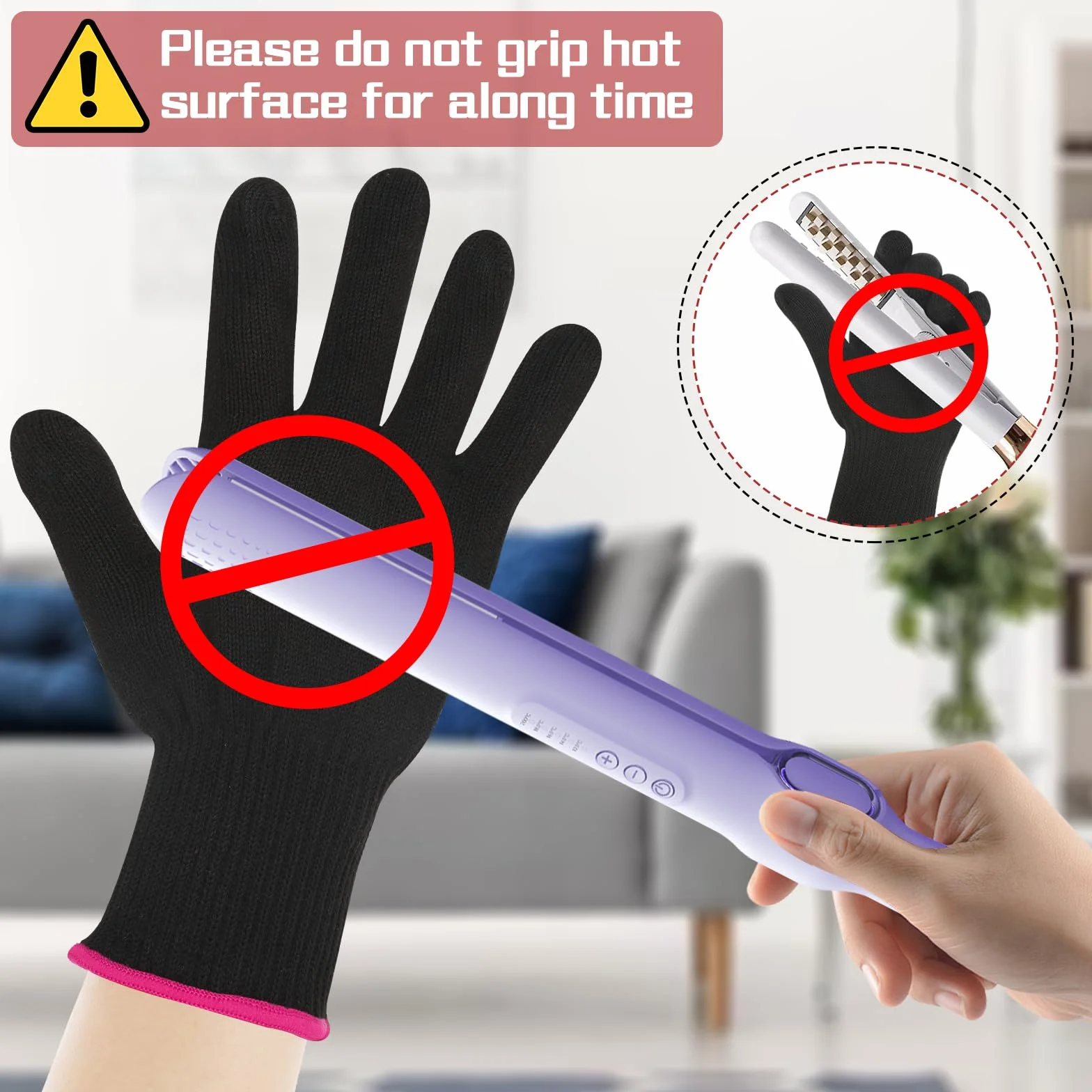 Gants de coiffure professionnels résistant à la chaleur pour fer à friser et lisser - 1 pièce