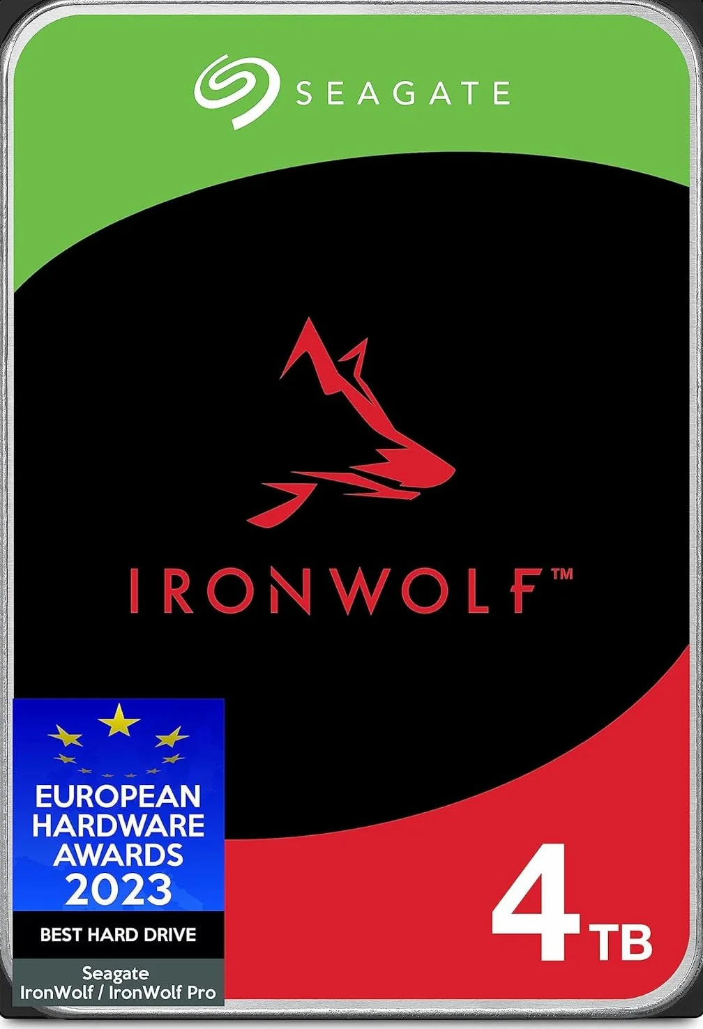 Seagate IronWolf Disque dur interne 4 TB, disque dur NAS, 3,5 pouces, 5400 tr/min, CMR, cache 256 Mo, SATA 6 Go/s, argent, 3 ans de service de sauvetage, FFP, numéro de modèle : ST4000VN006