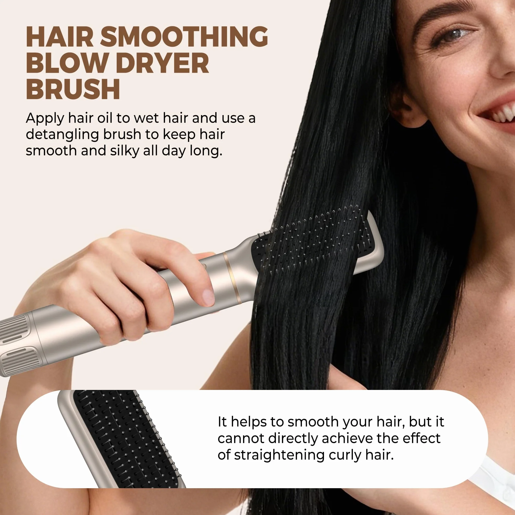 UKLISS Seche Cheveux 6 en 1 Hair Styler Brosse Soufflante Brushing LCD-Display Or