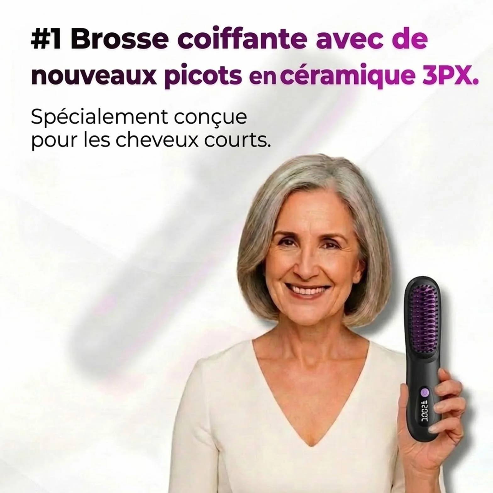 Cocoony Brosse Coiffante Cheveux Courts Volume Sans Fil Portable Noir