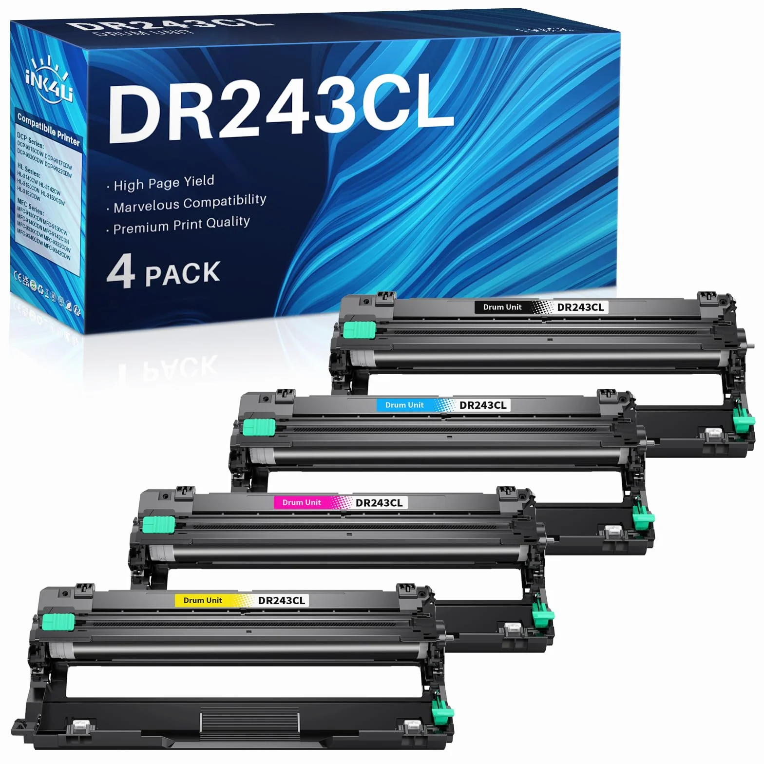 Tambour DR243CL Compatible Brother DCP-L3550CDW MFC-L3770CD 4 Pack