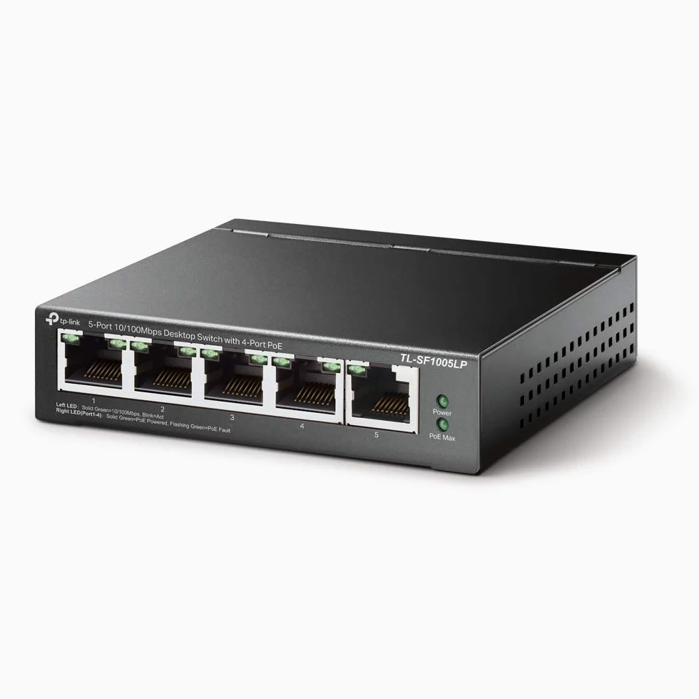 TP-Link Switch PoE 5 Ports RJ45, 4 Ports PoE+, TL-SF1005LP