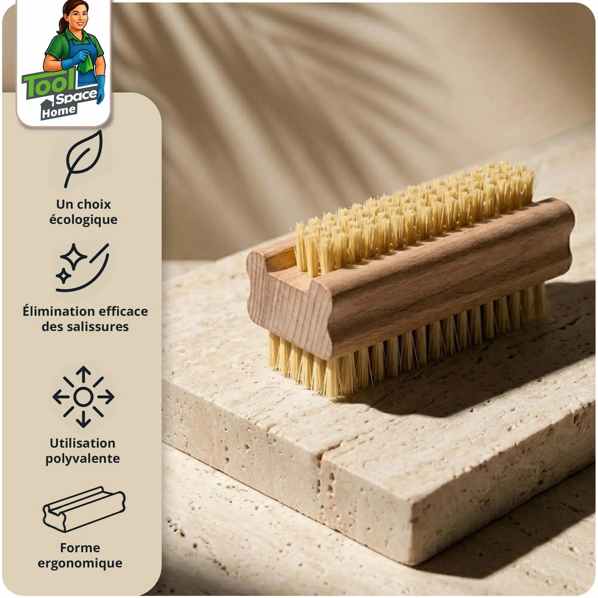 Brosse à Ongles pour les mains Main Bois Manucure Pedicure Poil Dur Brossé Nettoyant Soies d'Agave Bois Naturel 2 Pièces