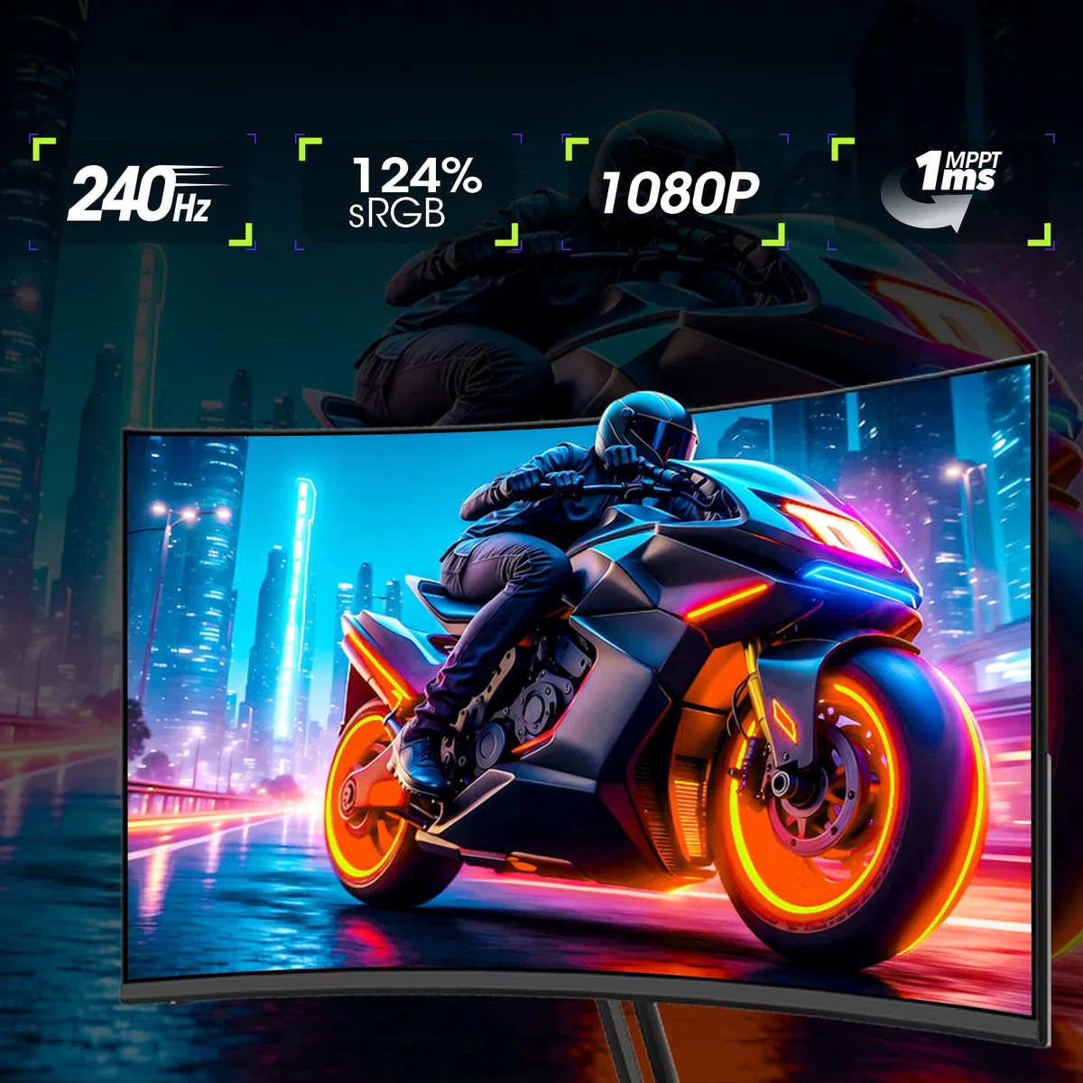 Amzfast Ecran PC Gamer Incurvé 24 Pouces 240Hz/FHD 1920x1080 Moniteur, DCI-P3 93% / sRGB 124%, 1ms MPRT, Anti-Lumière Bleue, Adaptive Sync, VESA 75x75, AMZG24C1Pro
