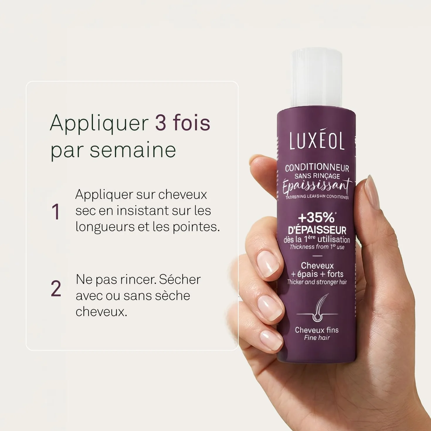 LUXEOL Conditionneur Epaississant Sans Rinçage 150 ml Algue Rouge Protéine de Riz Acide Hyaluronique